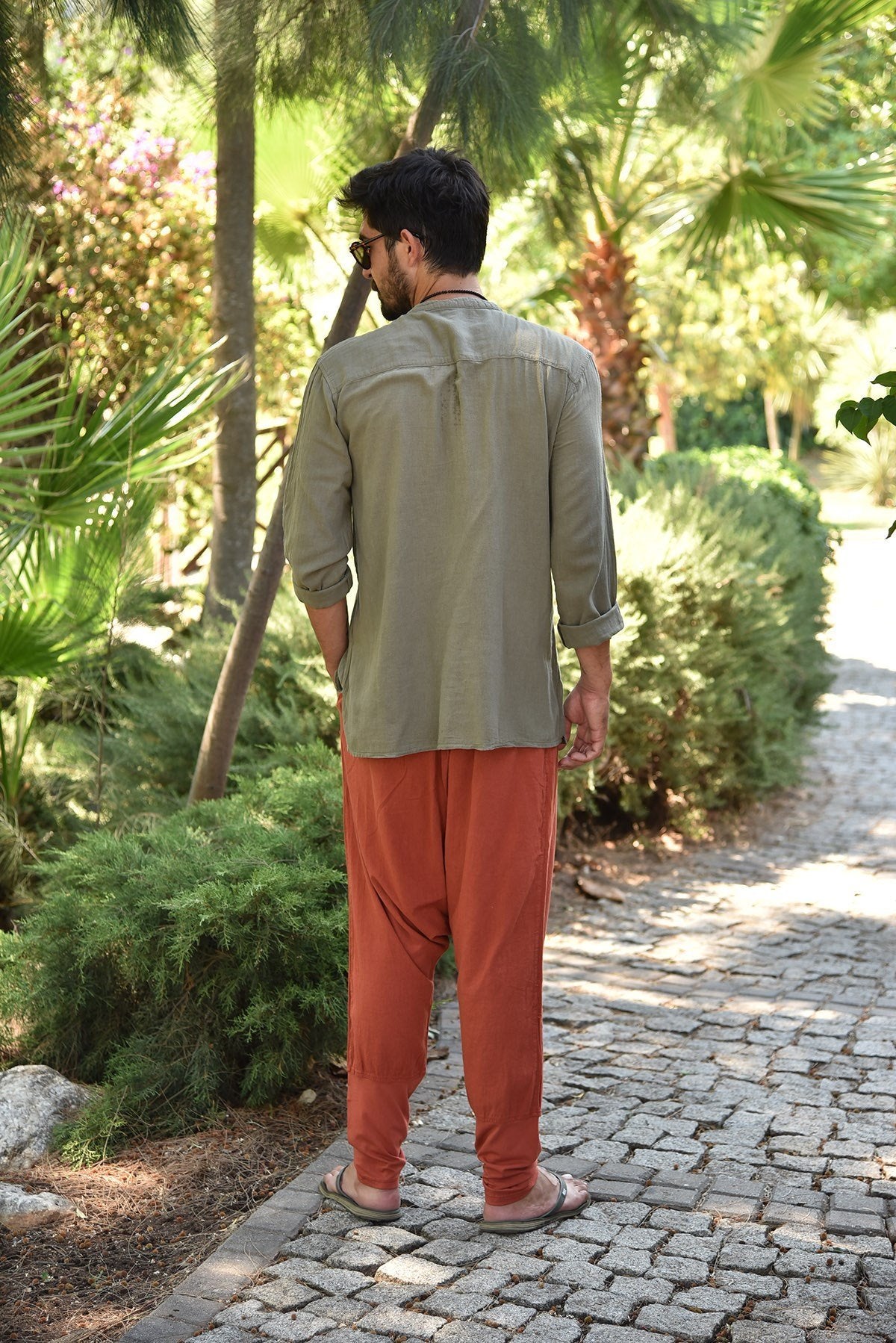 Khaki Single Button Men's Shirt