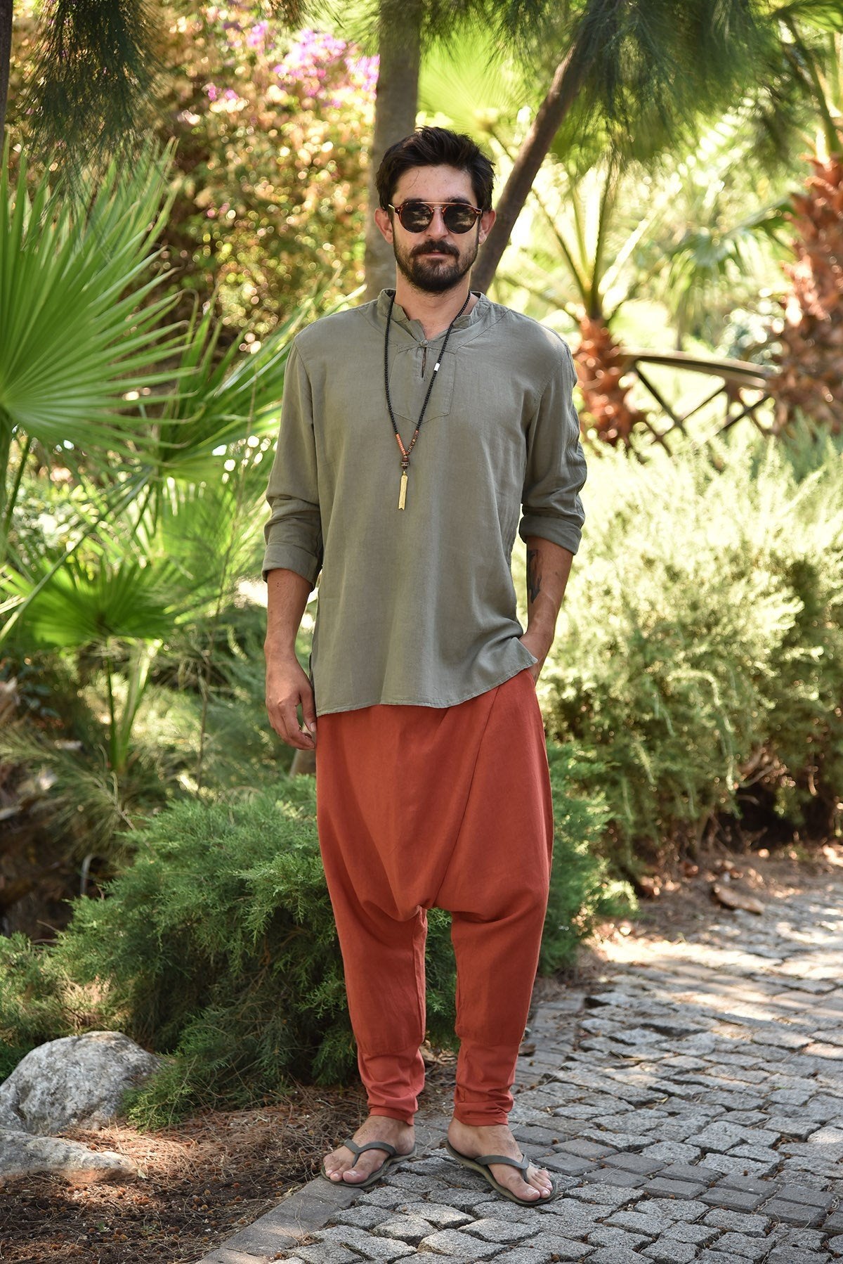 Khaki Single Button Men's Shirt