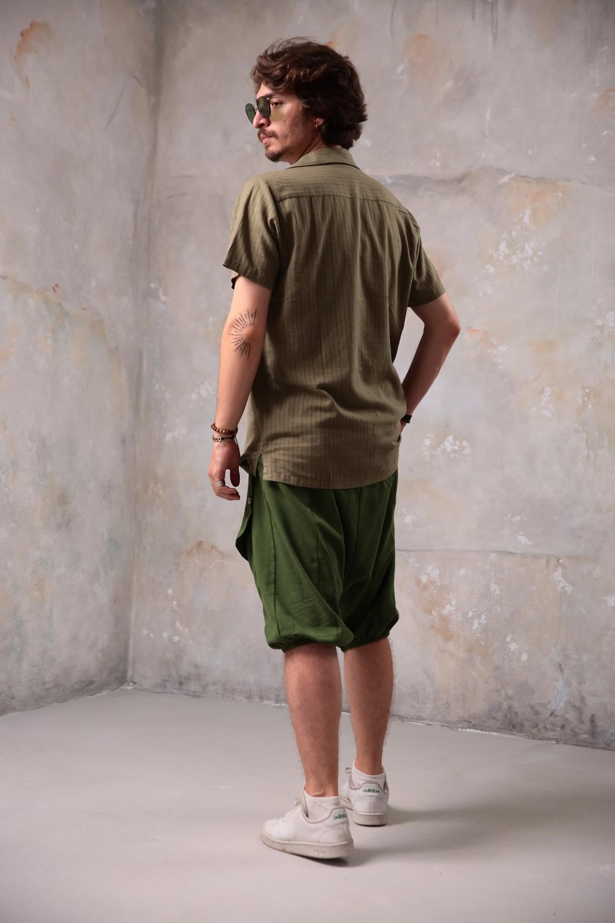 Khaki Relaxed Fit Striped Shirt