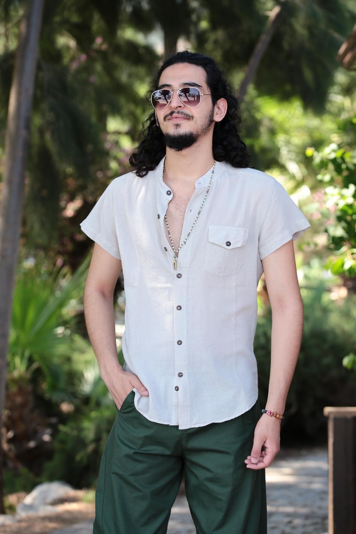 Cream Pocket Button Detail Shirt