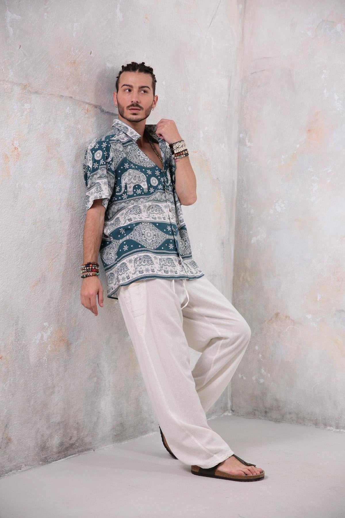 Blue Elephant Pattern Men's Shirt