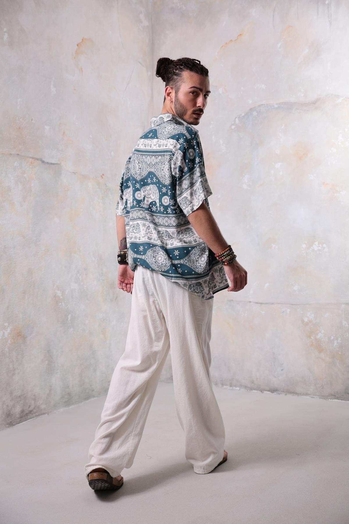 Blue Elephant Pattern Men's Shirt