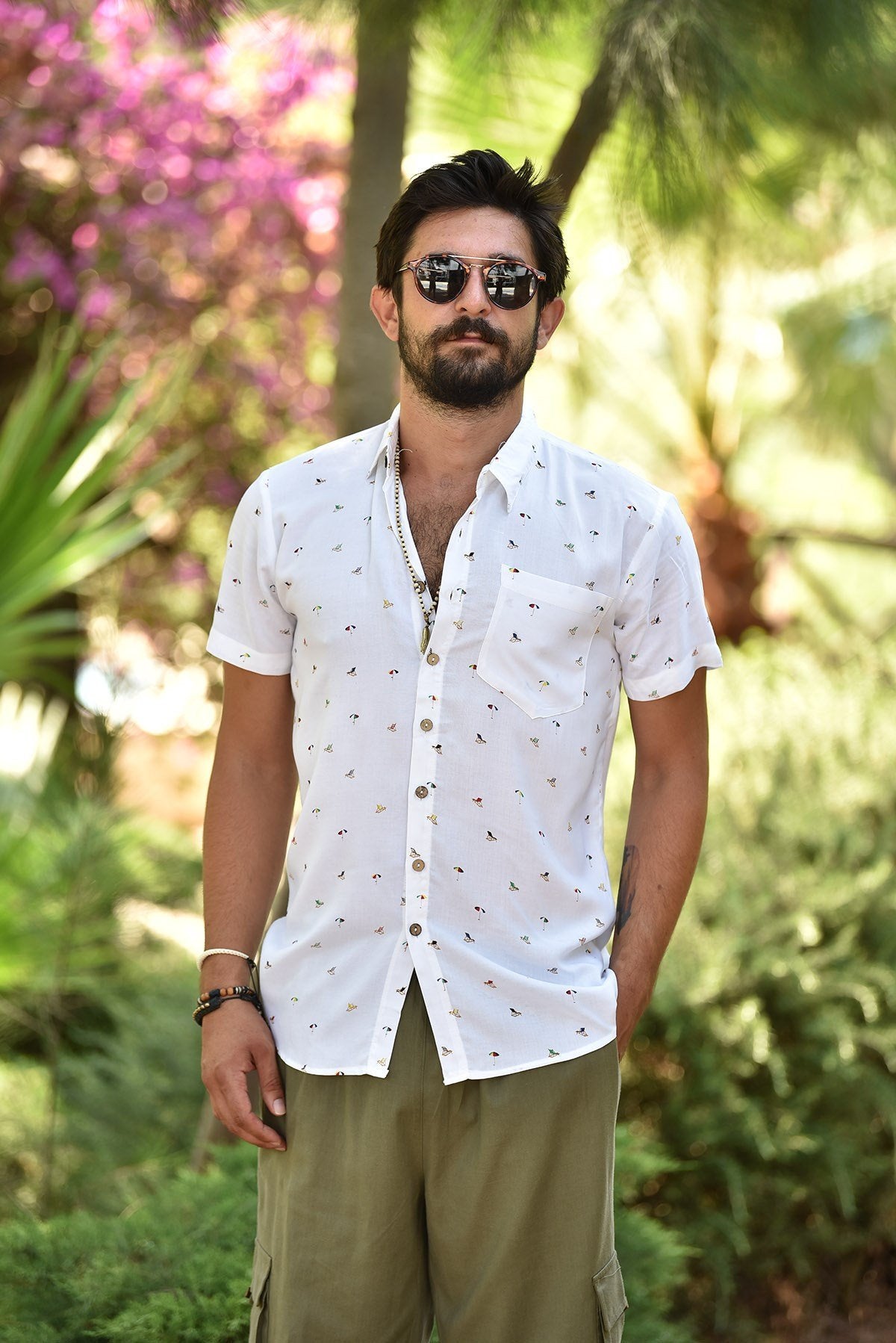 Men's Shirt with Umbrella Pattern