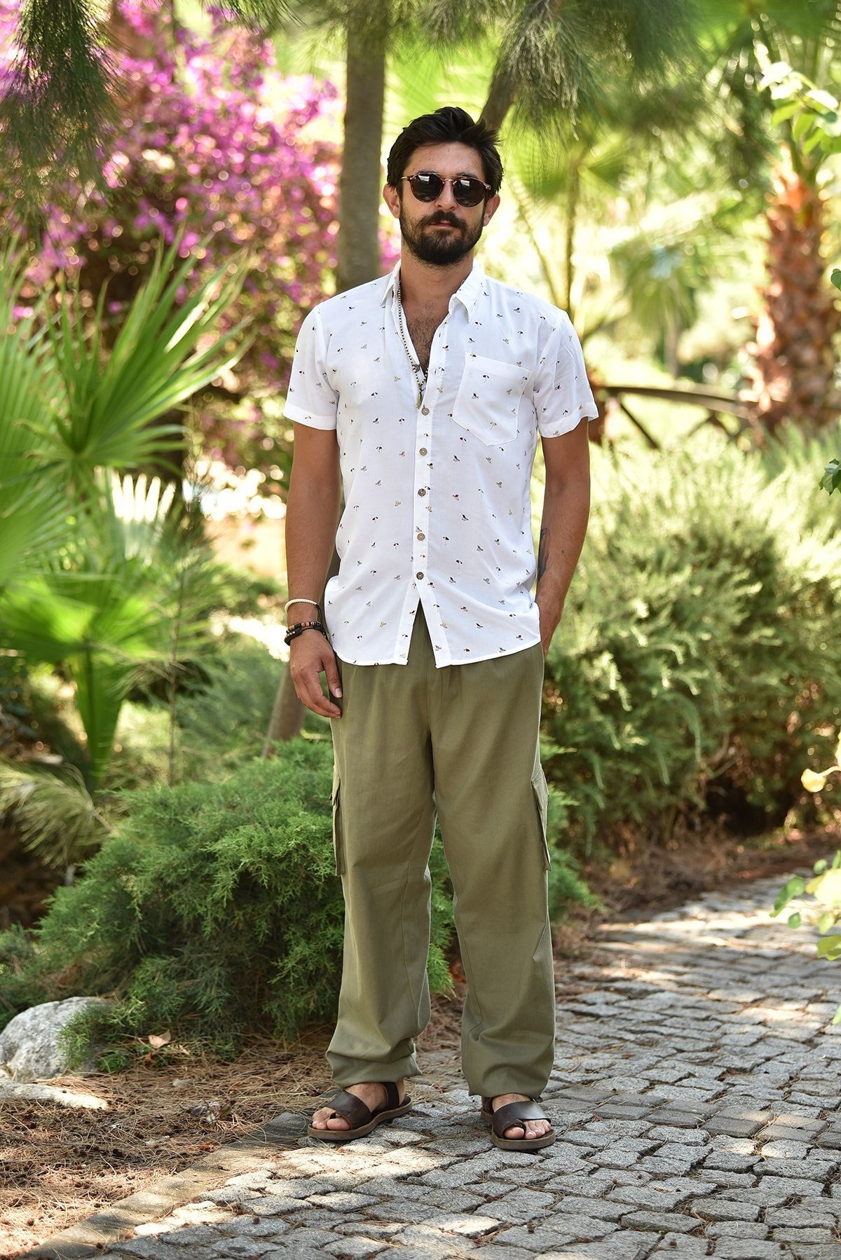 Men's Shirt with Umbrella Pattern