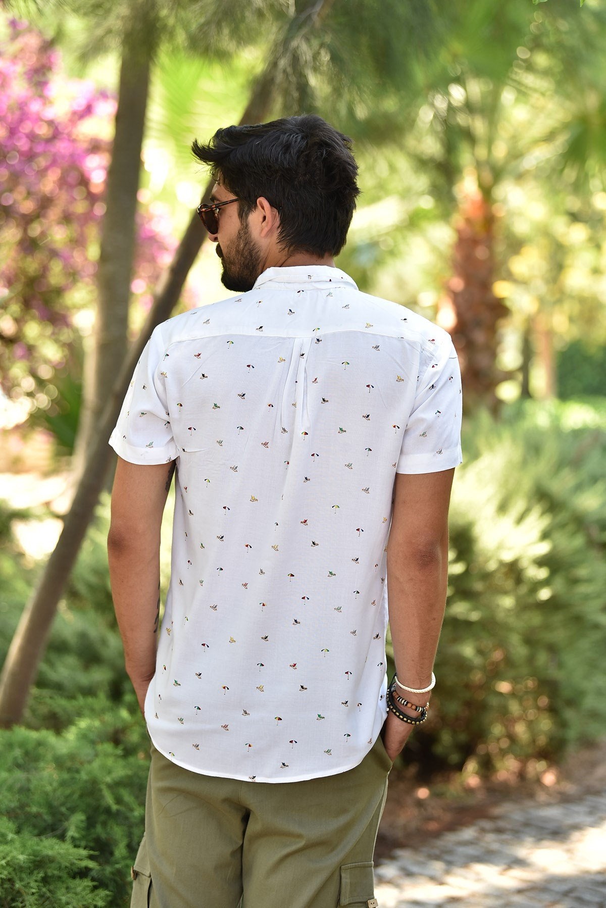 Men's Shirt with Umbrella Pattern