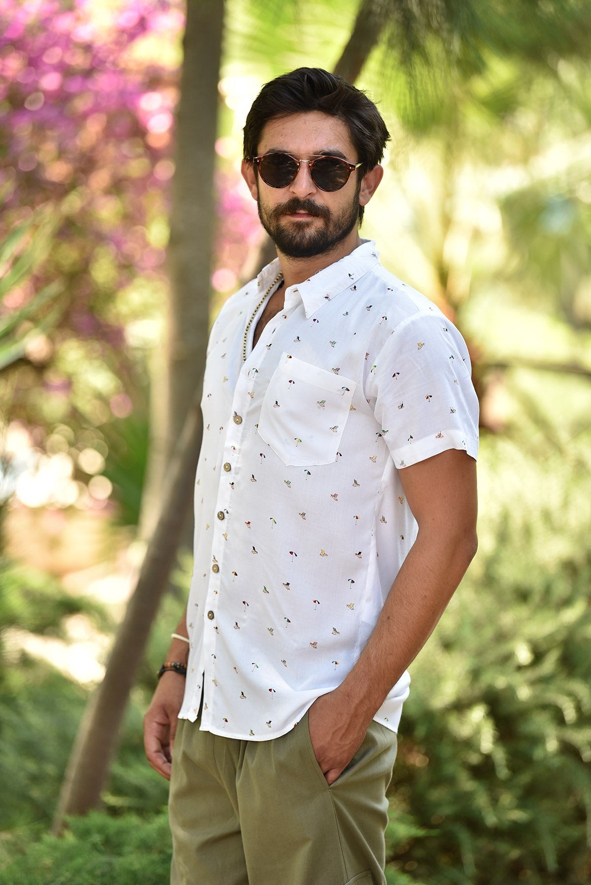 Men's Shirt with Umbrella Pattern