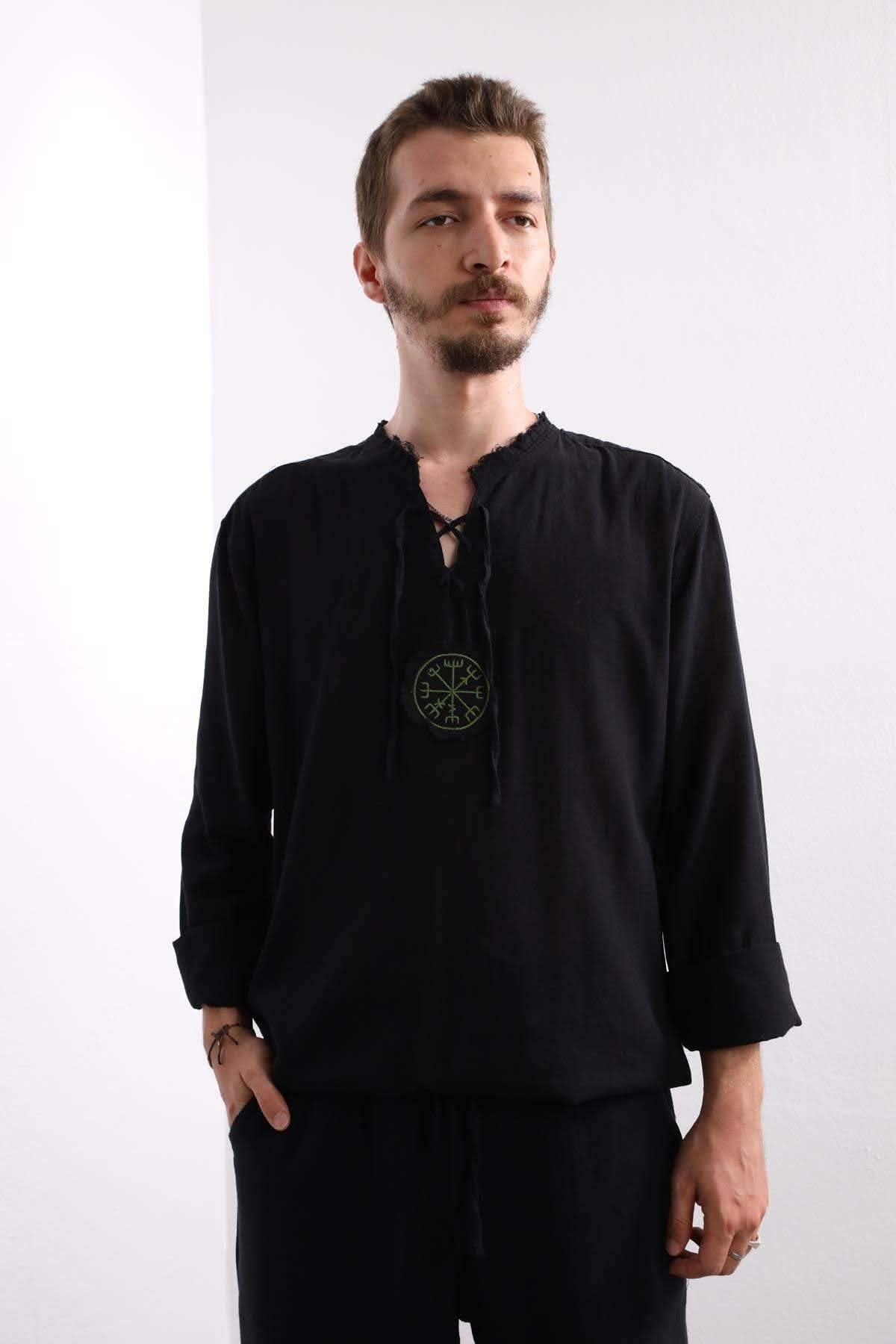 Black Mandala Pattern Men's Shirt