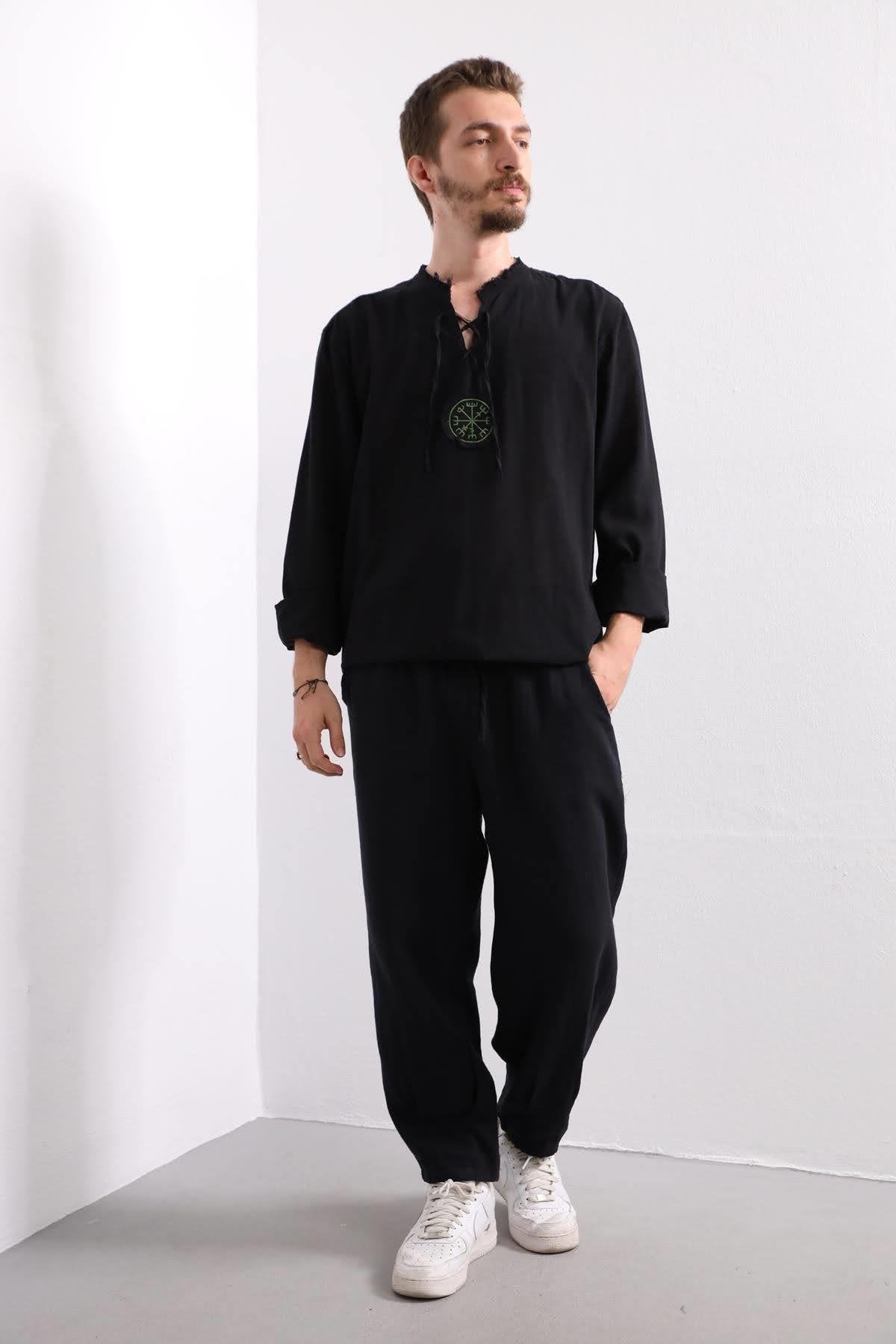 Black Mandala Pattern Men's Shirt