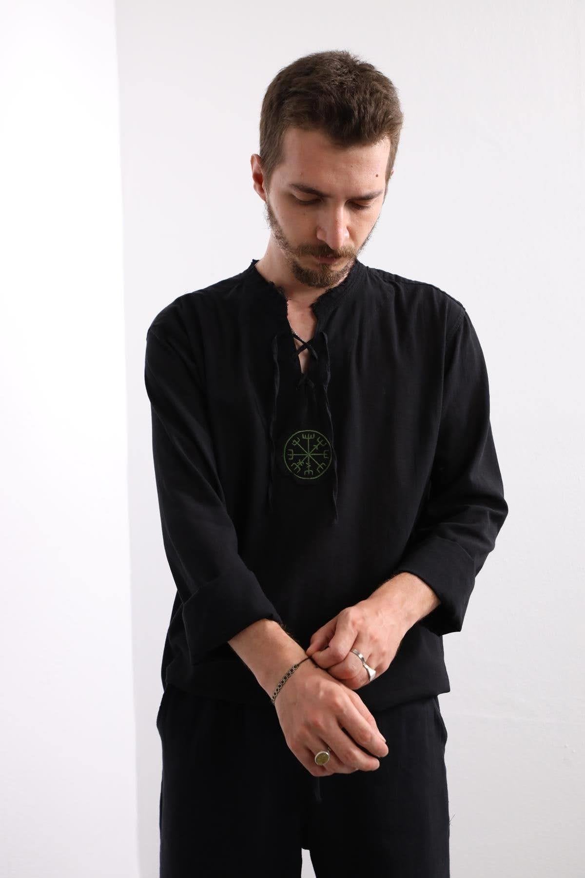 Black Mandala Pattern Men's Shirt