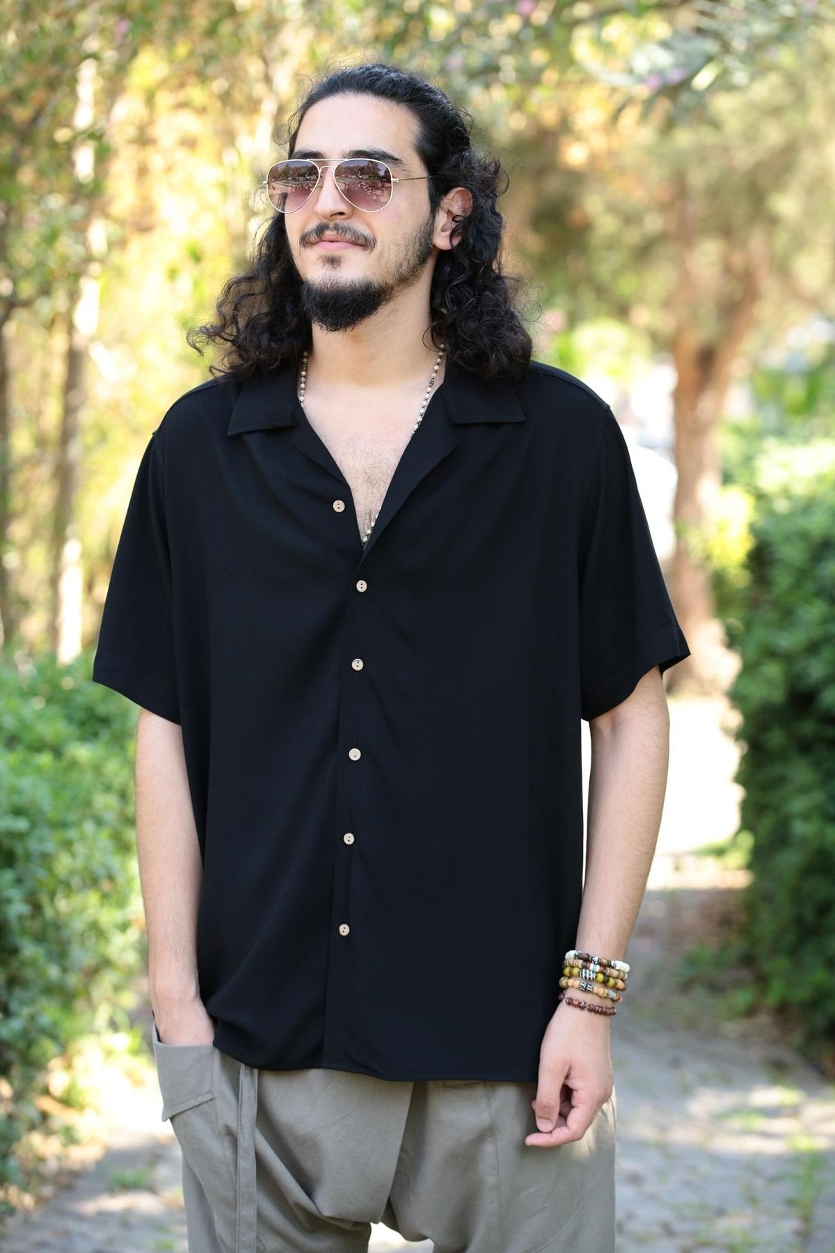 Black Relaxed Fit Men's Shirt