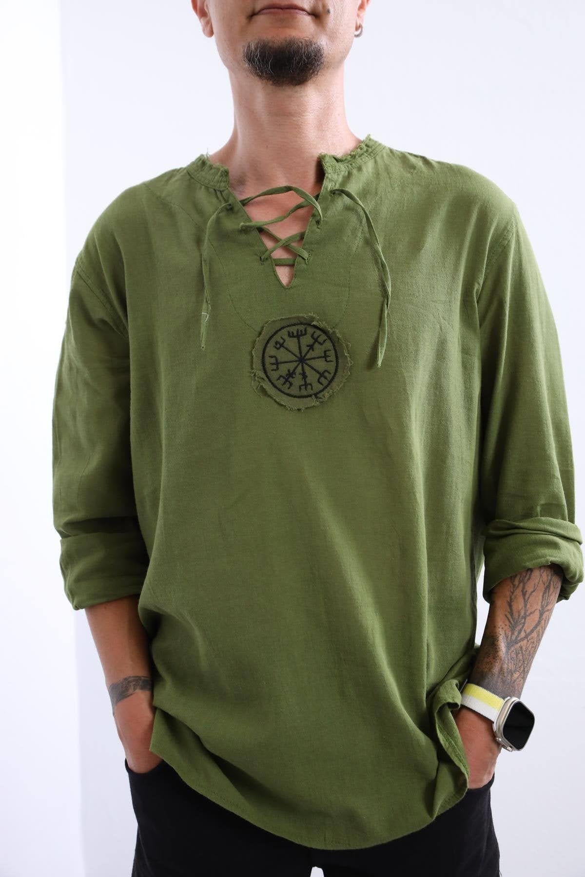 Green Mandala Pattern Men's Shirt