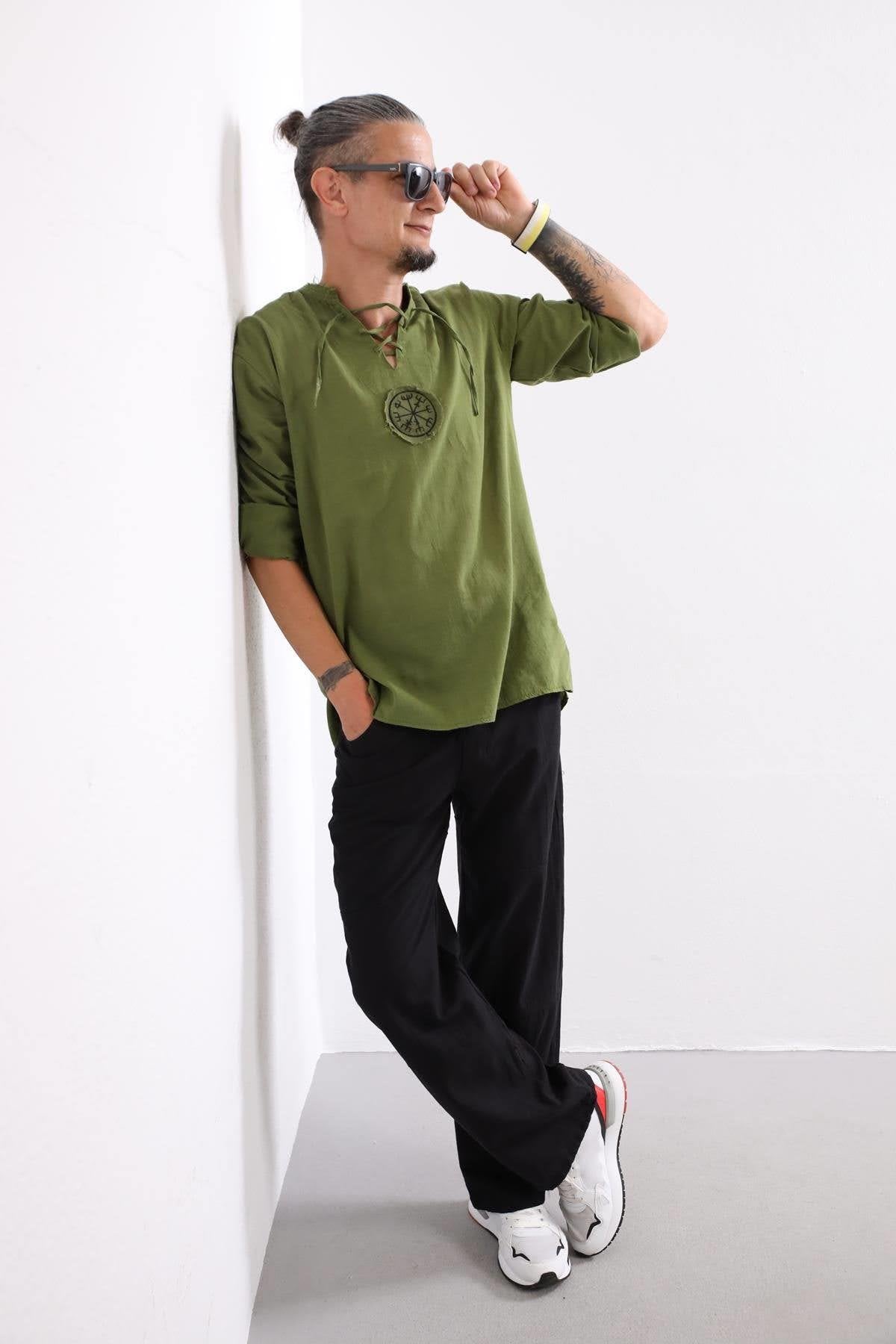 Green Mandala Pattern Men's Shirt