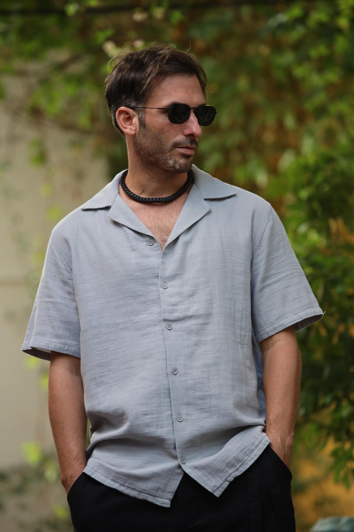 Gray Short Sleeve Men's Shirt