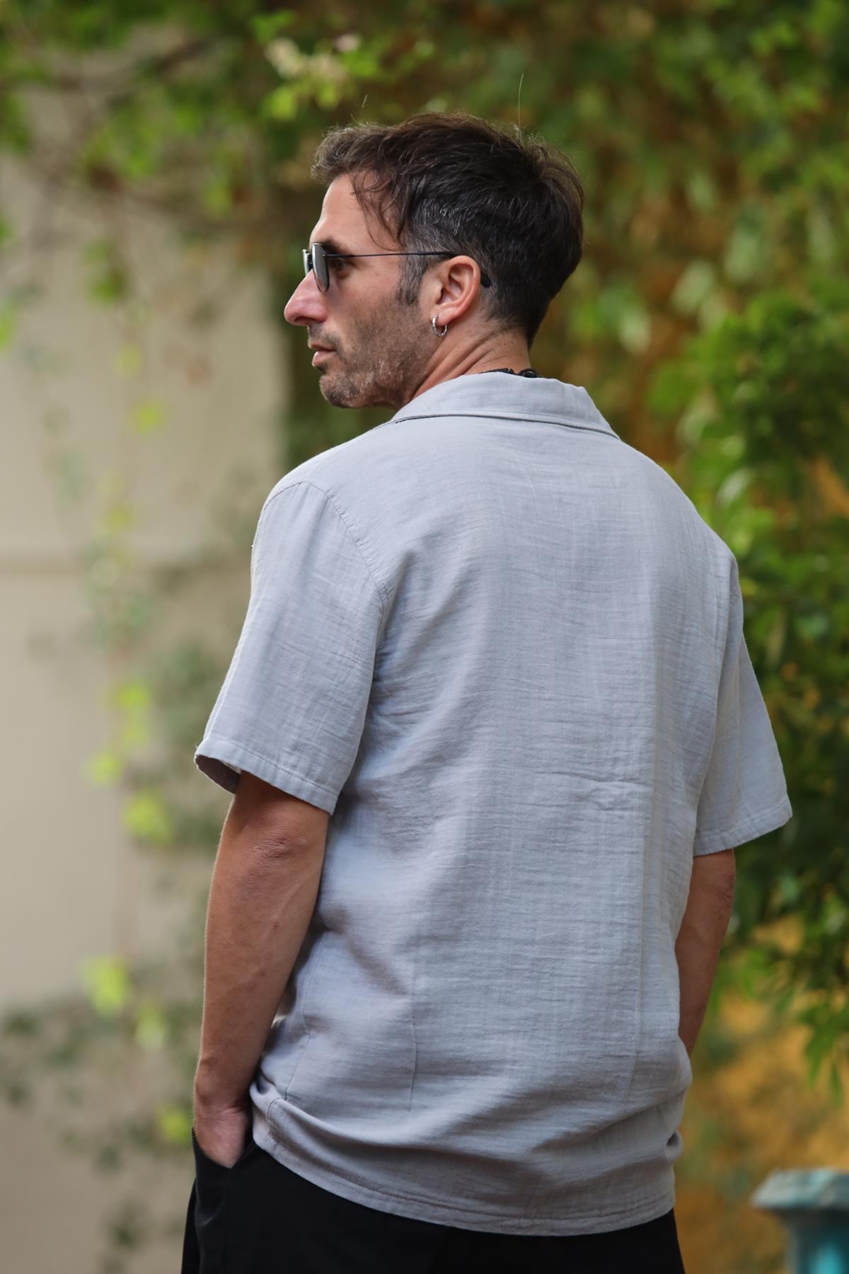 Gray Short Sleeve Men's Shirt