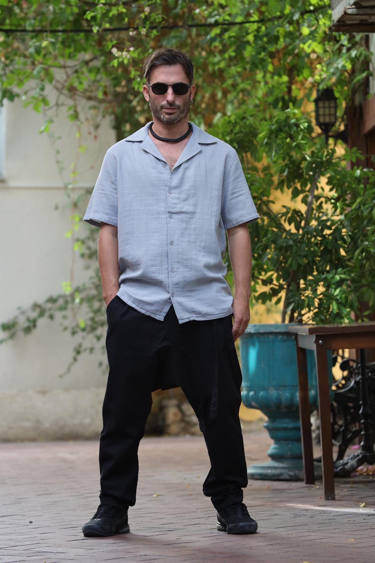 Gray Short Sleeve Men's Shirt