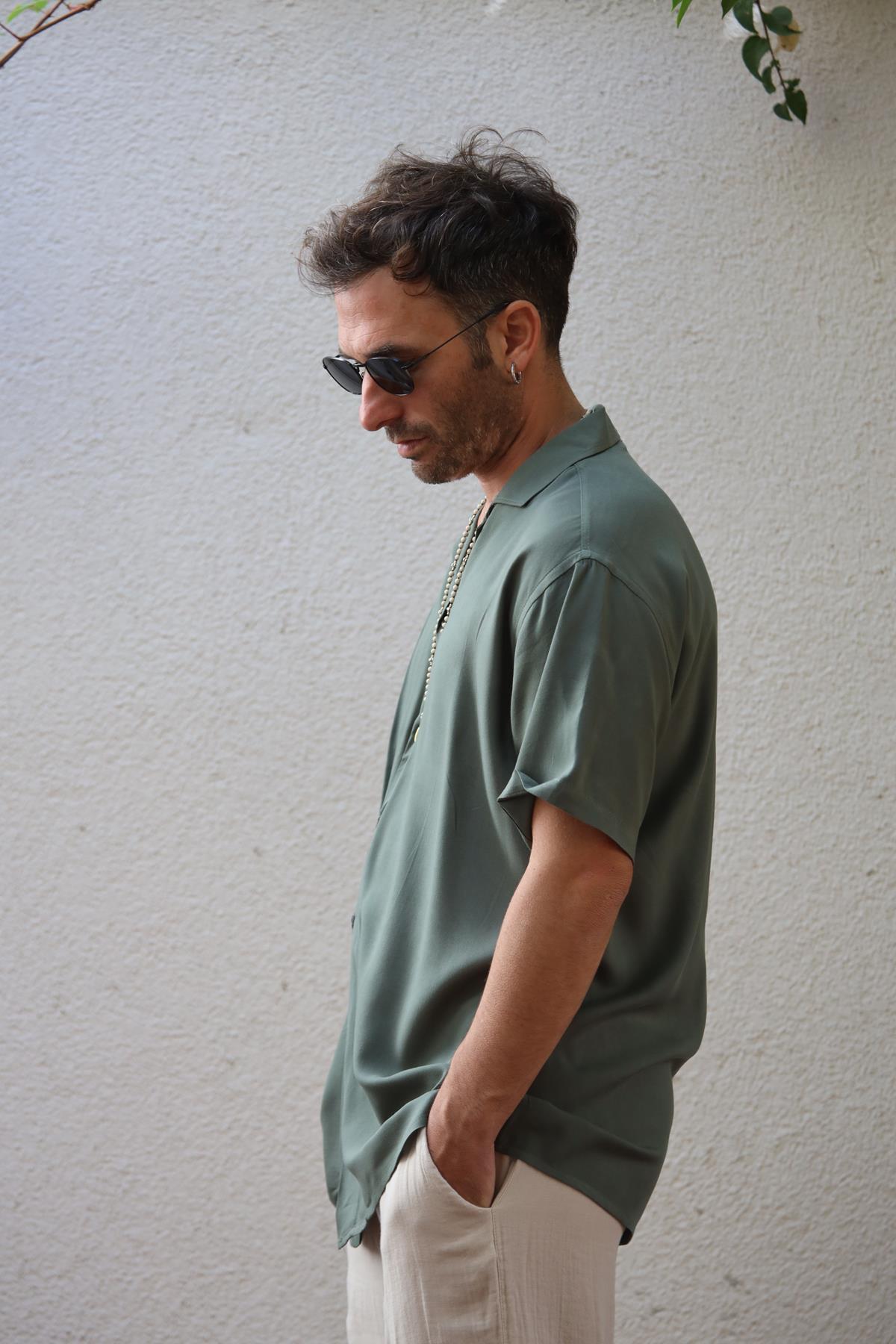 Khaki Short Sleeve Men's Shirt