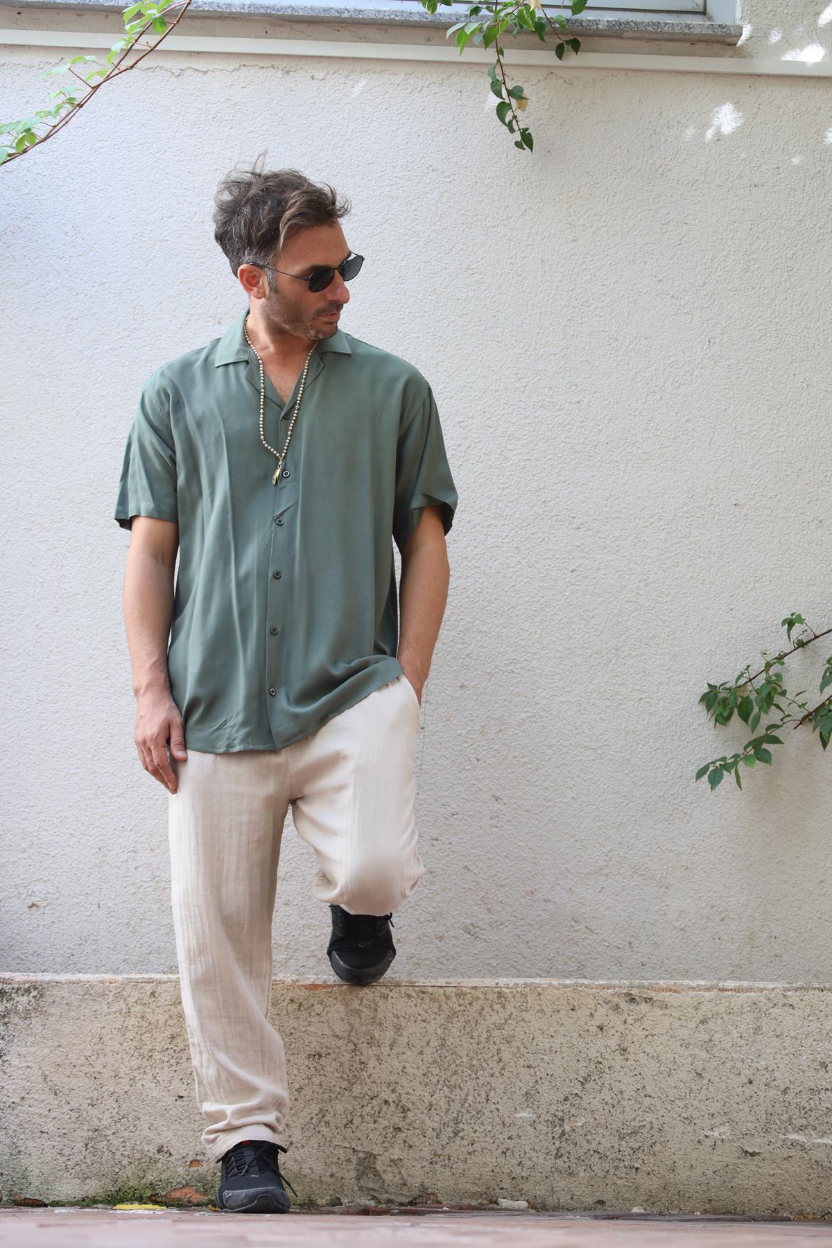 Khaki Short Sleeve Men's Shirt