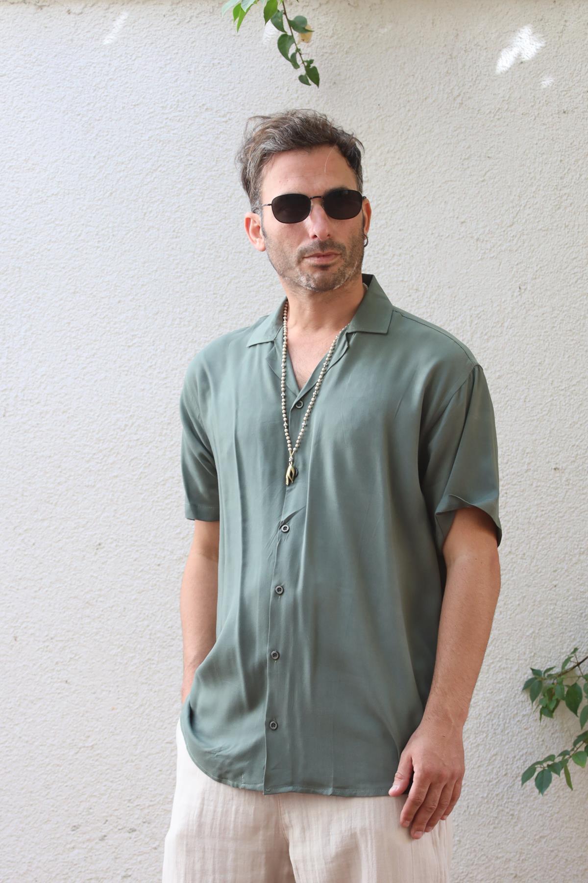 Khaki Short Sleeve Men's Shirt