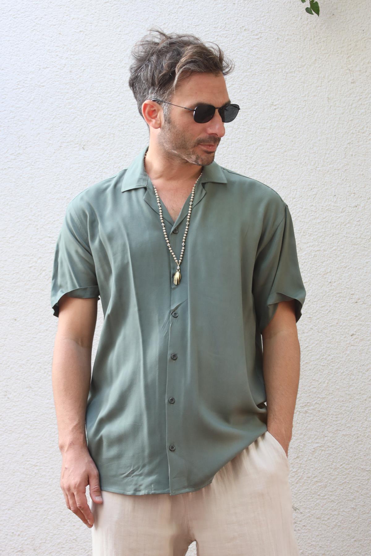 Khaki Short Sleeve Men's Shirt