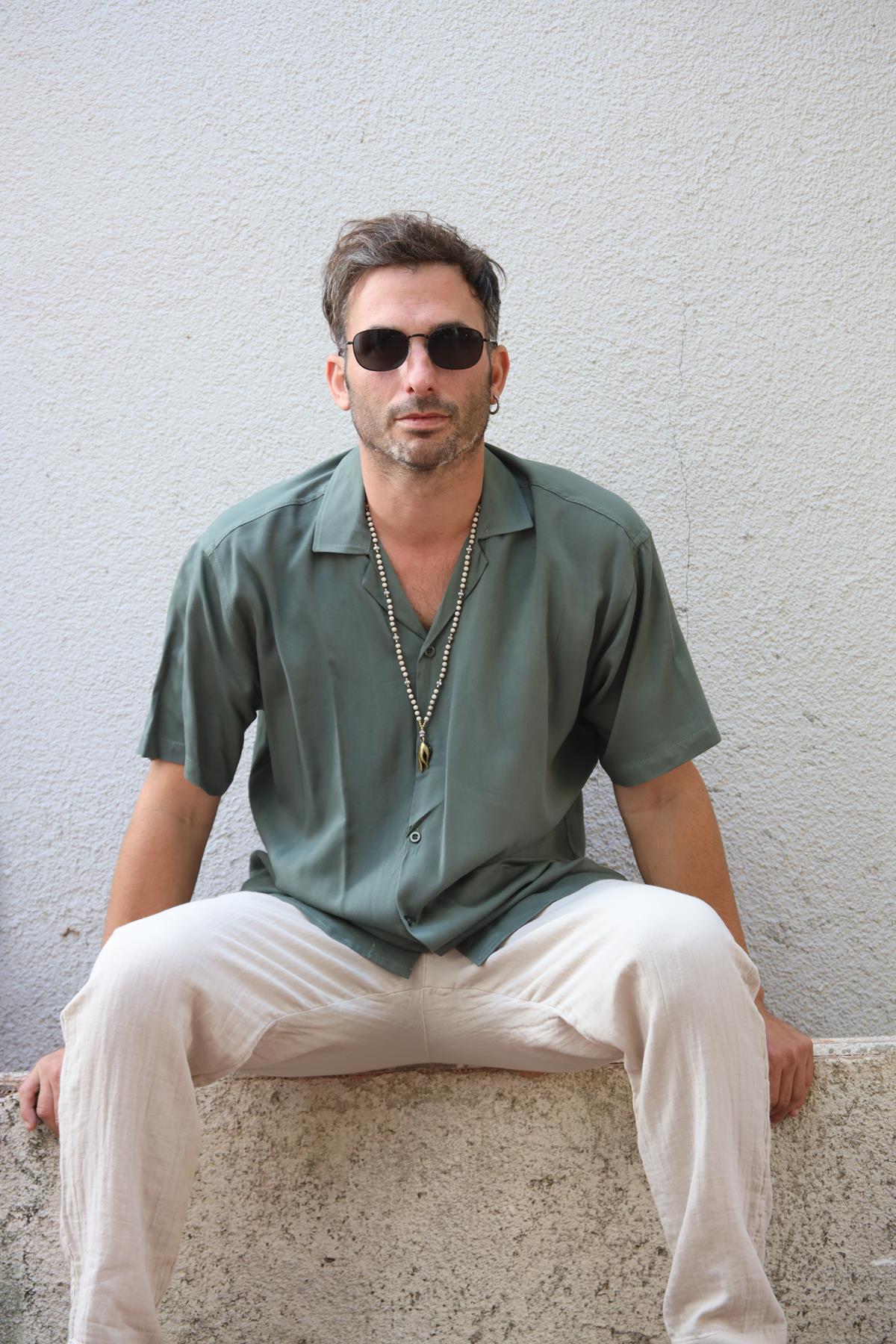 Khaki Short Sleeve Men's Shirt