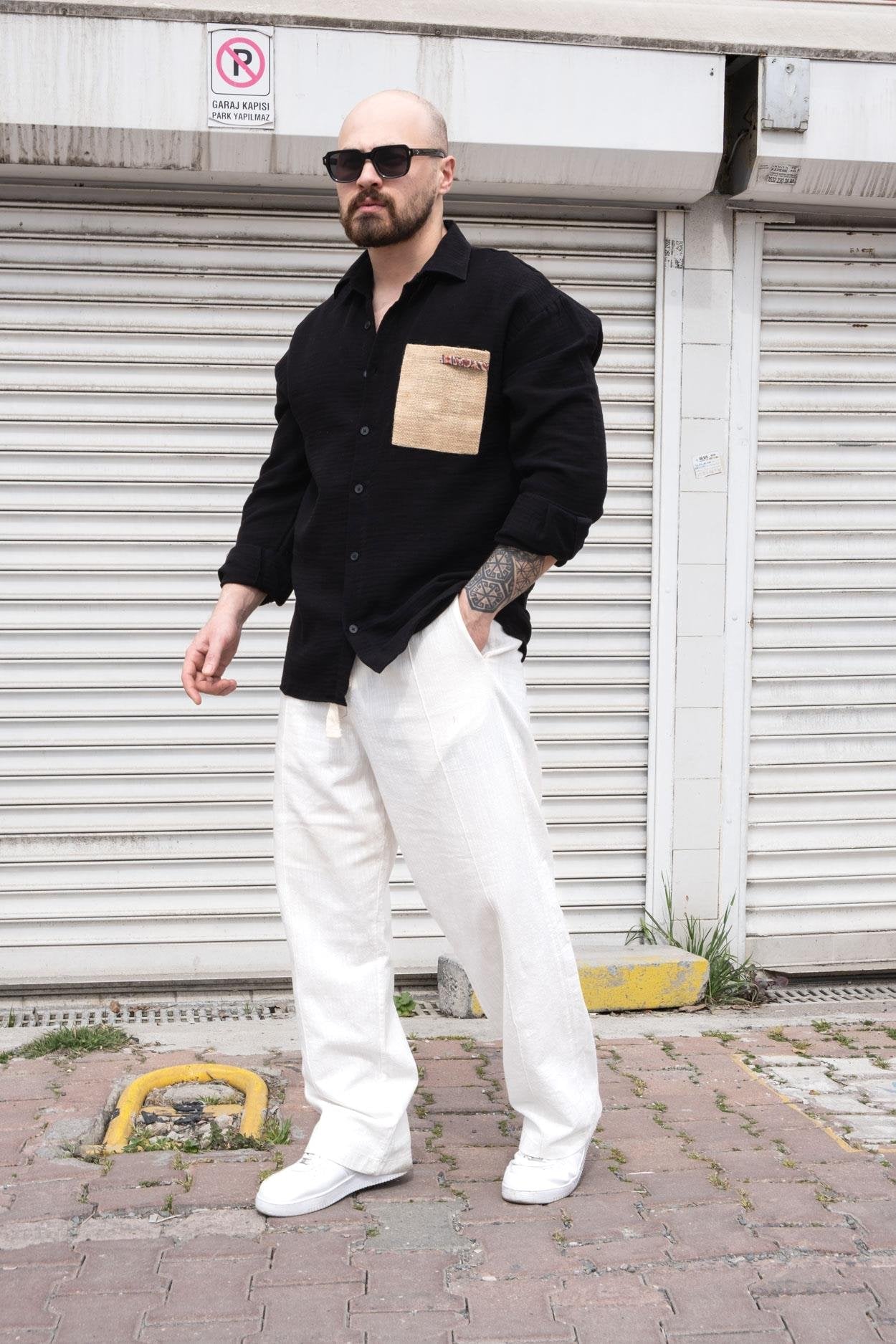 Modern Relaxed Fit Shirt with Stylish Woven Pocket