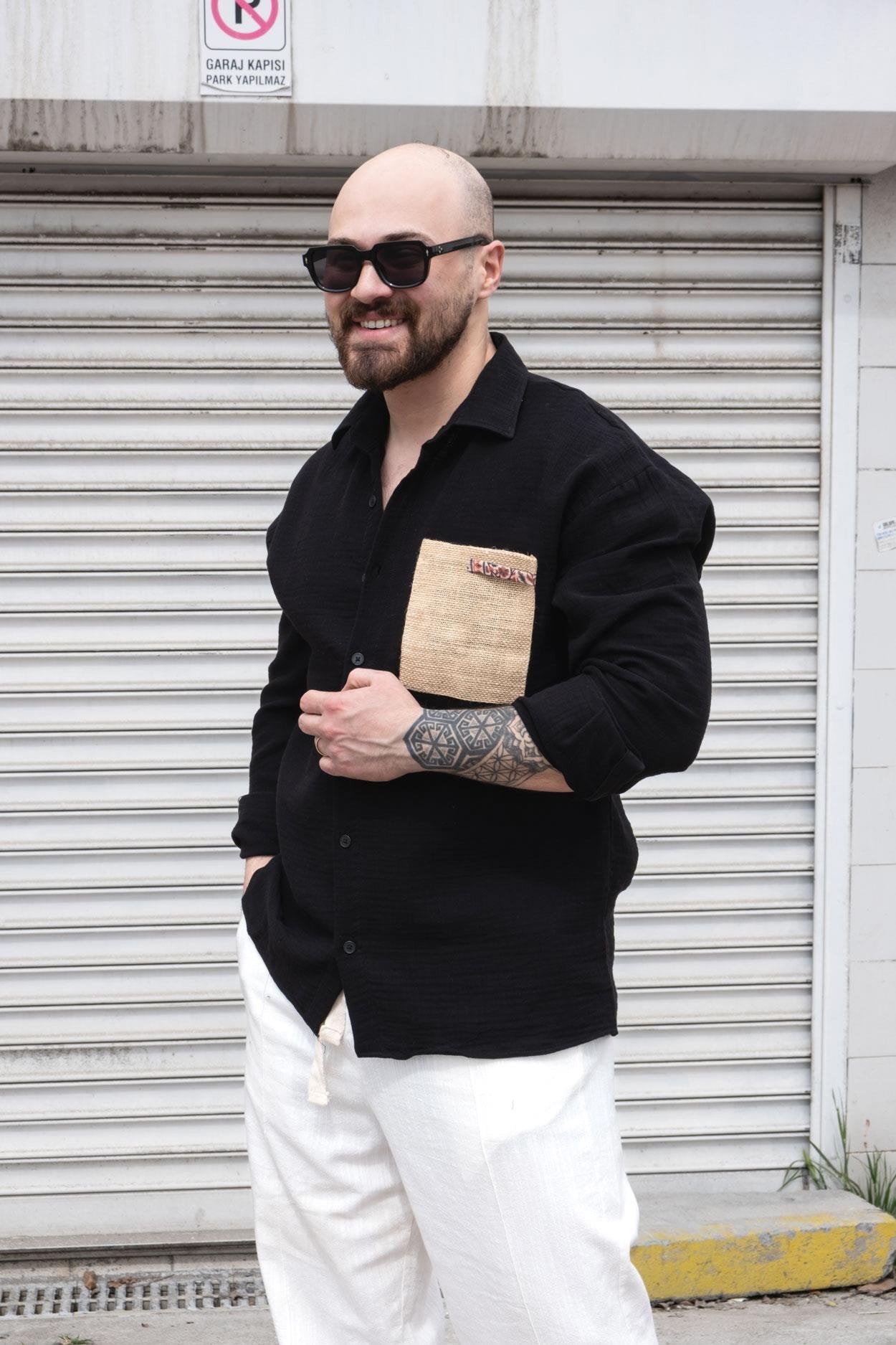 Modern Relaxed Fit Shirt with Stylish Woven Pocket