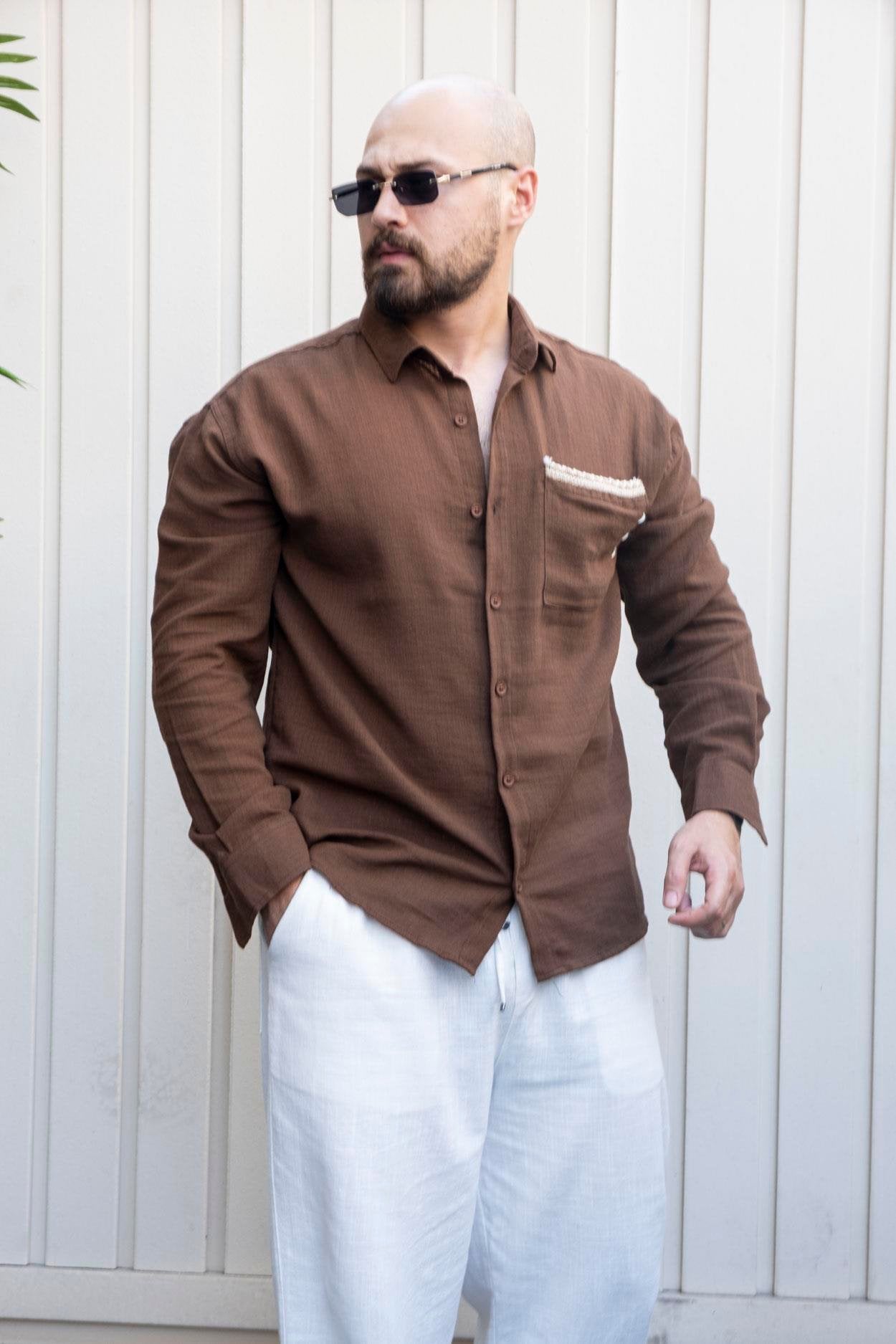 Signature Relaxed Fit 100% Cotton Shirt with Woven Embroidery