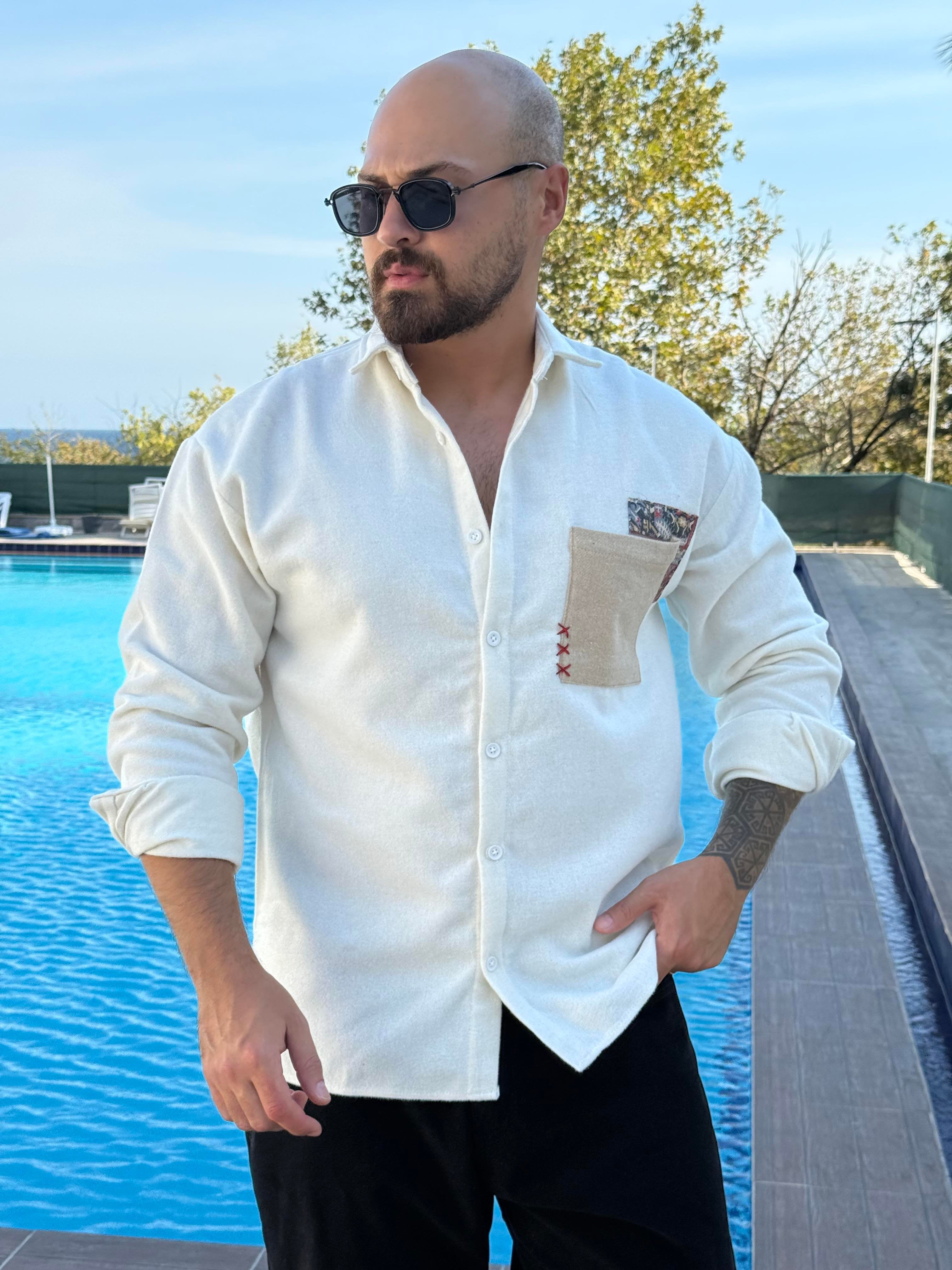 Luxury Cotton Shirt with Front Pocket