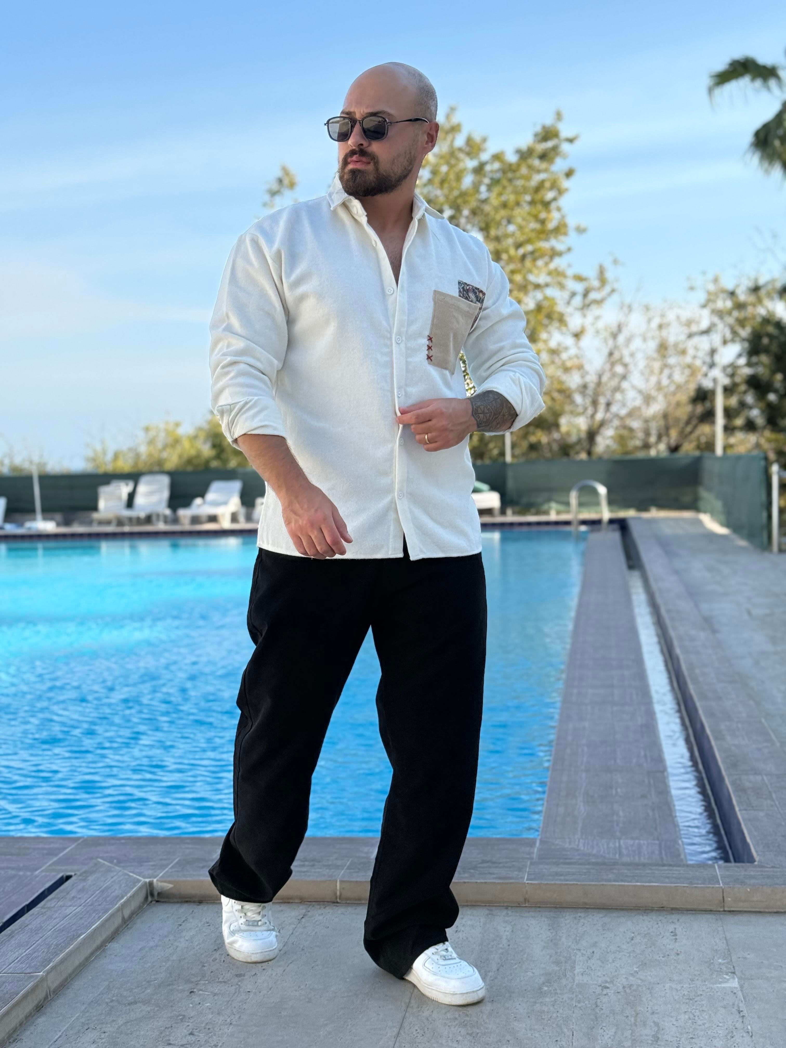 Luxury Cotton Shirt with Front Pocket