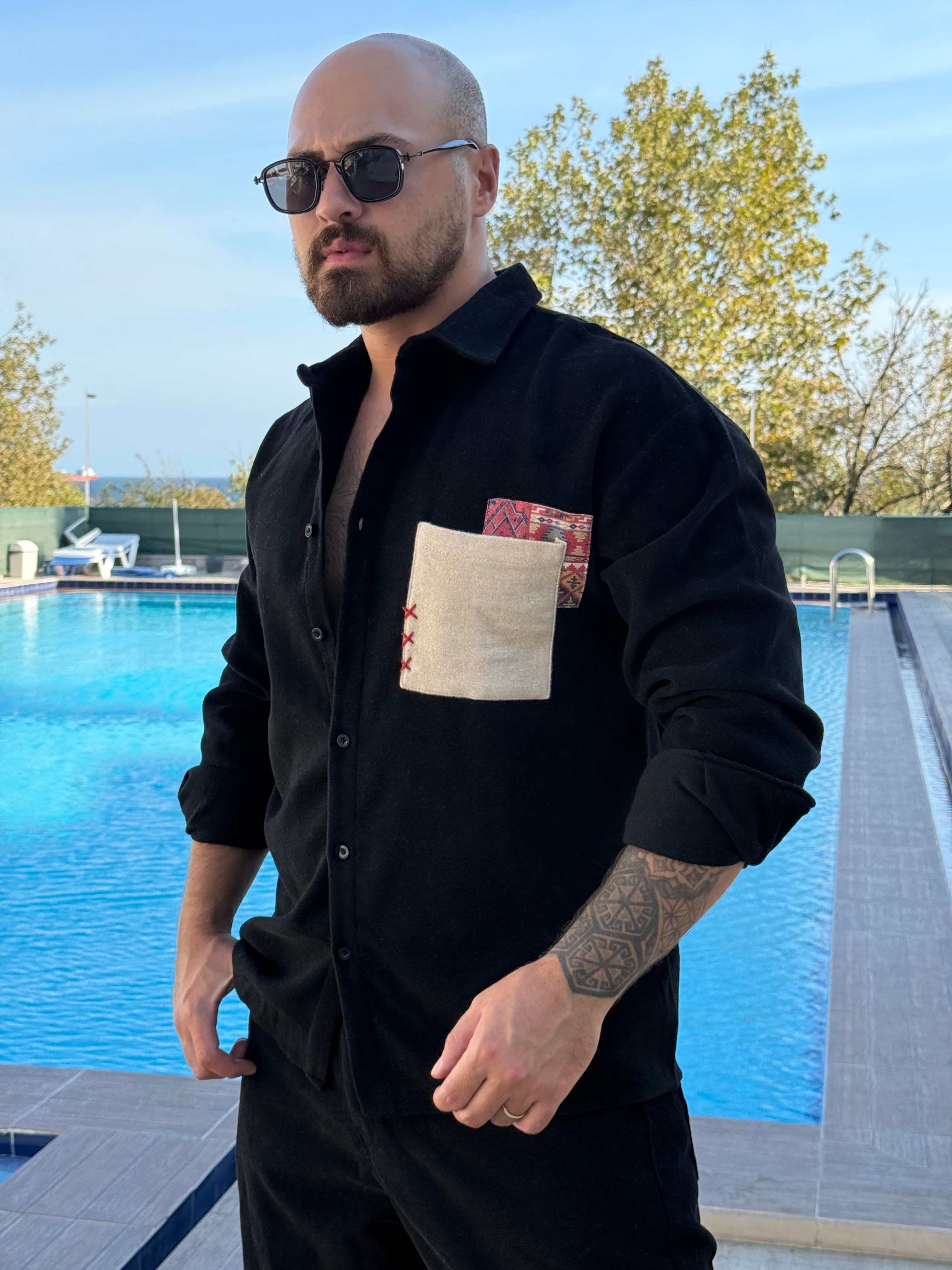 Designer Cotton Shirt with Functional Pocket