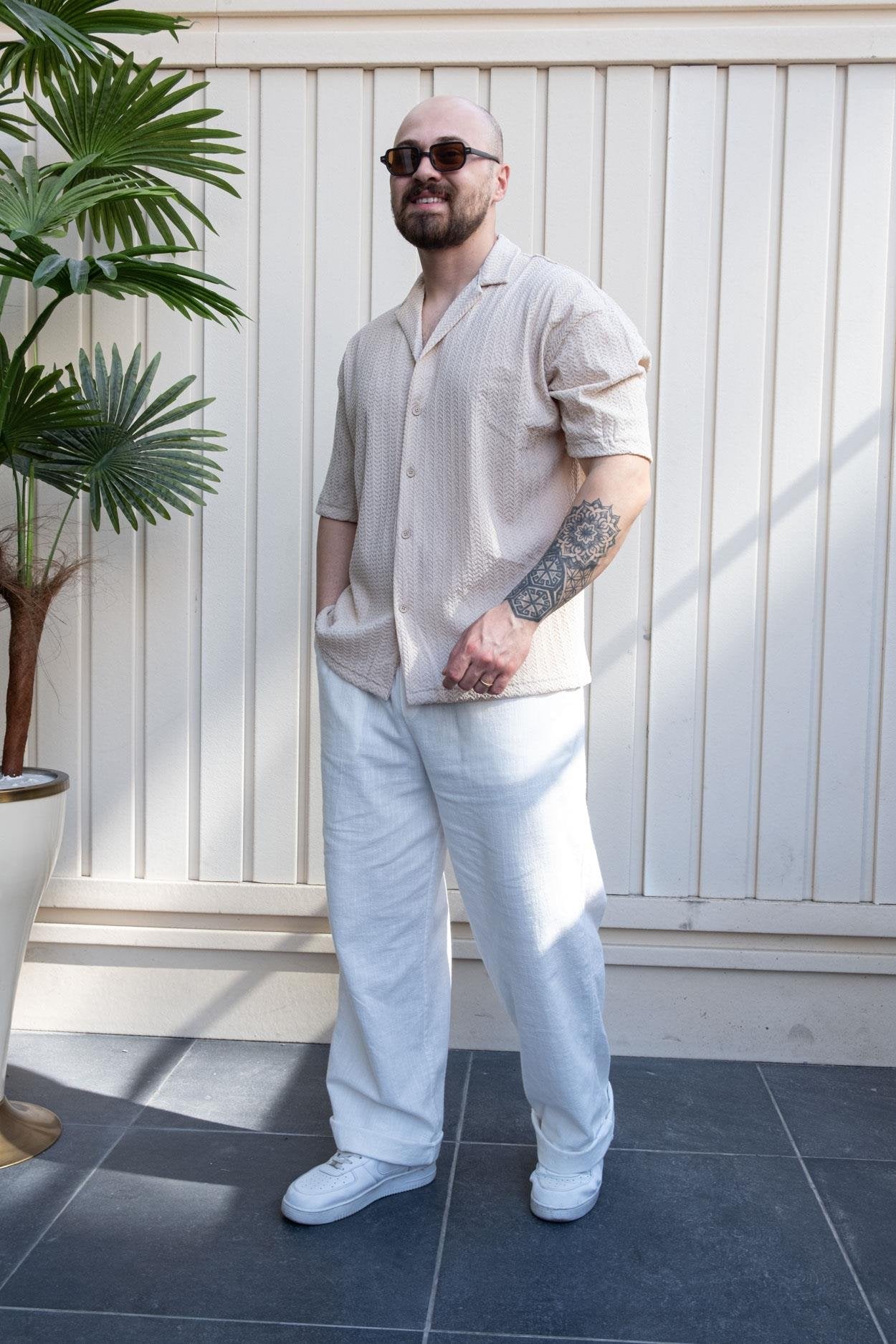 Modernist Self-Patterned Fabric Relaxed Fit Shirt