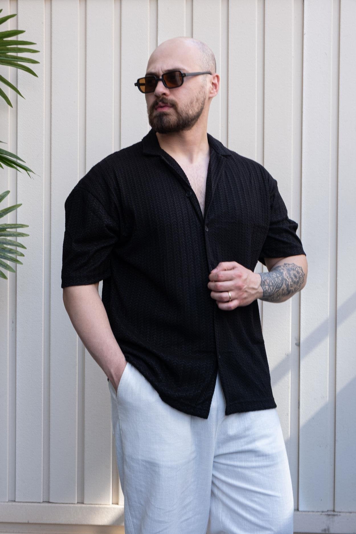 Signature Self-Patterned Relaxed Fit Shirt