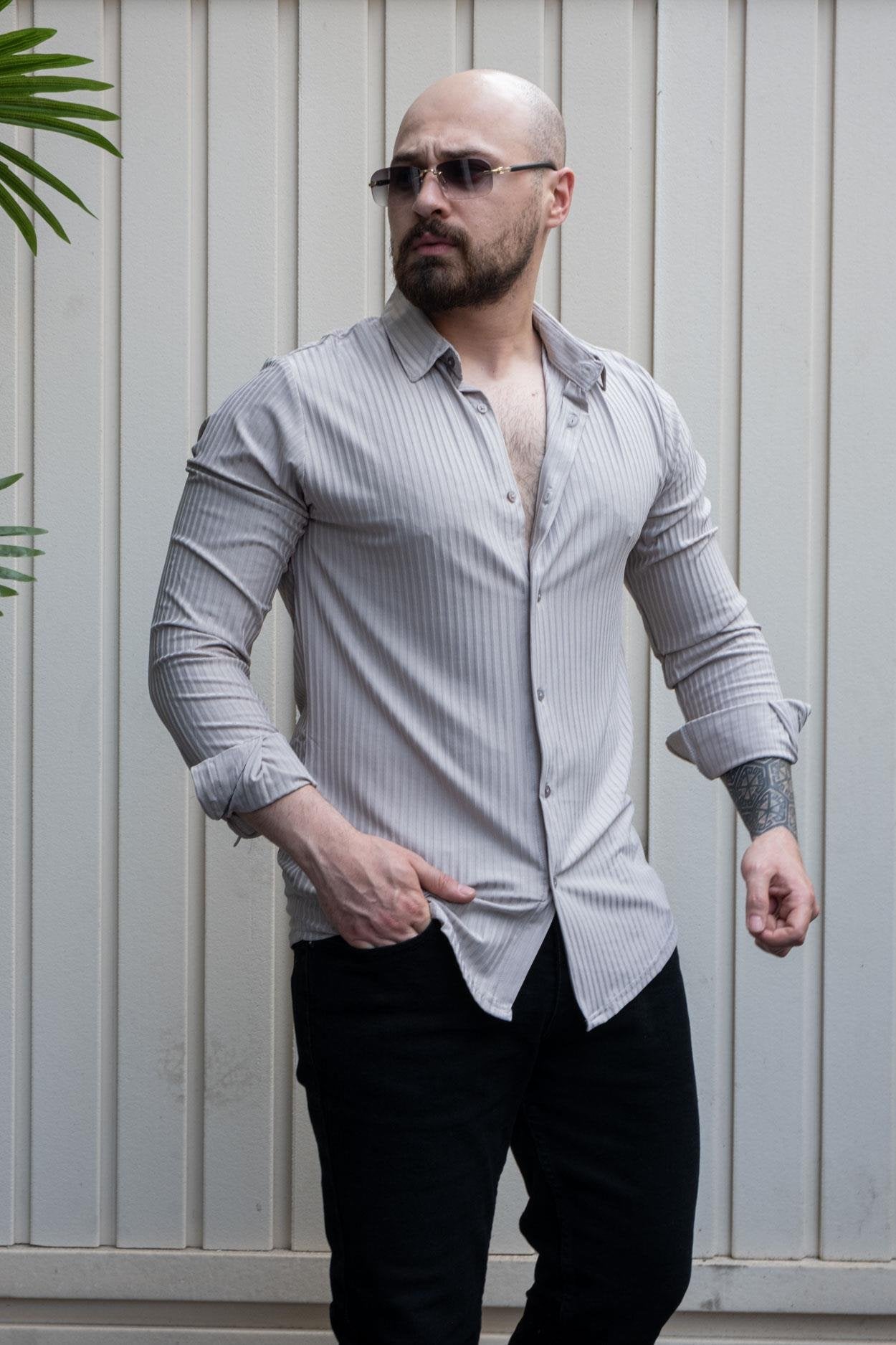 Elite Self-Patterned Slim Fit Designer Shirt