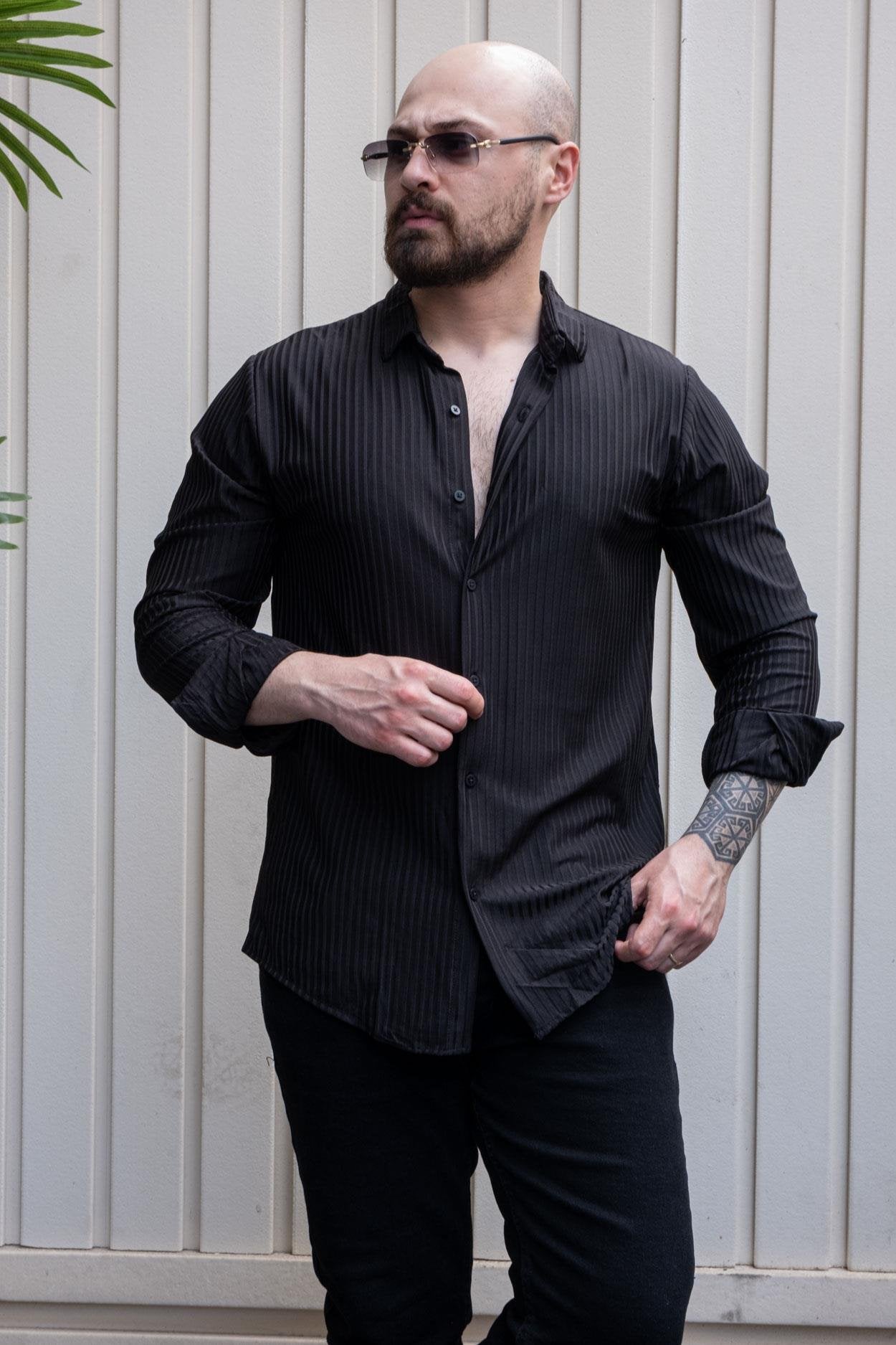 Urban Self-Patterned Slim Tailored Casual Shirt