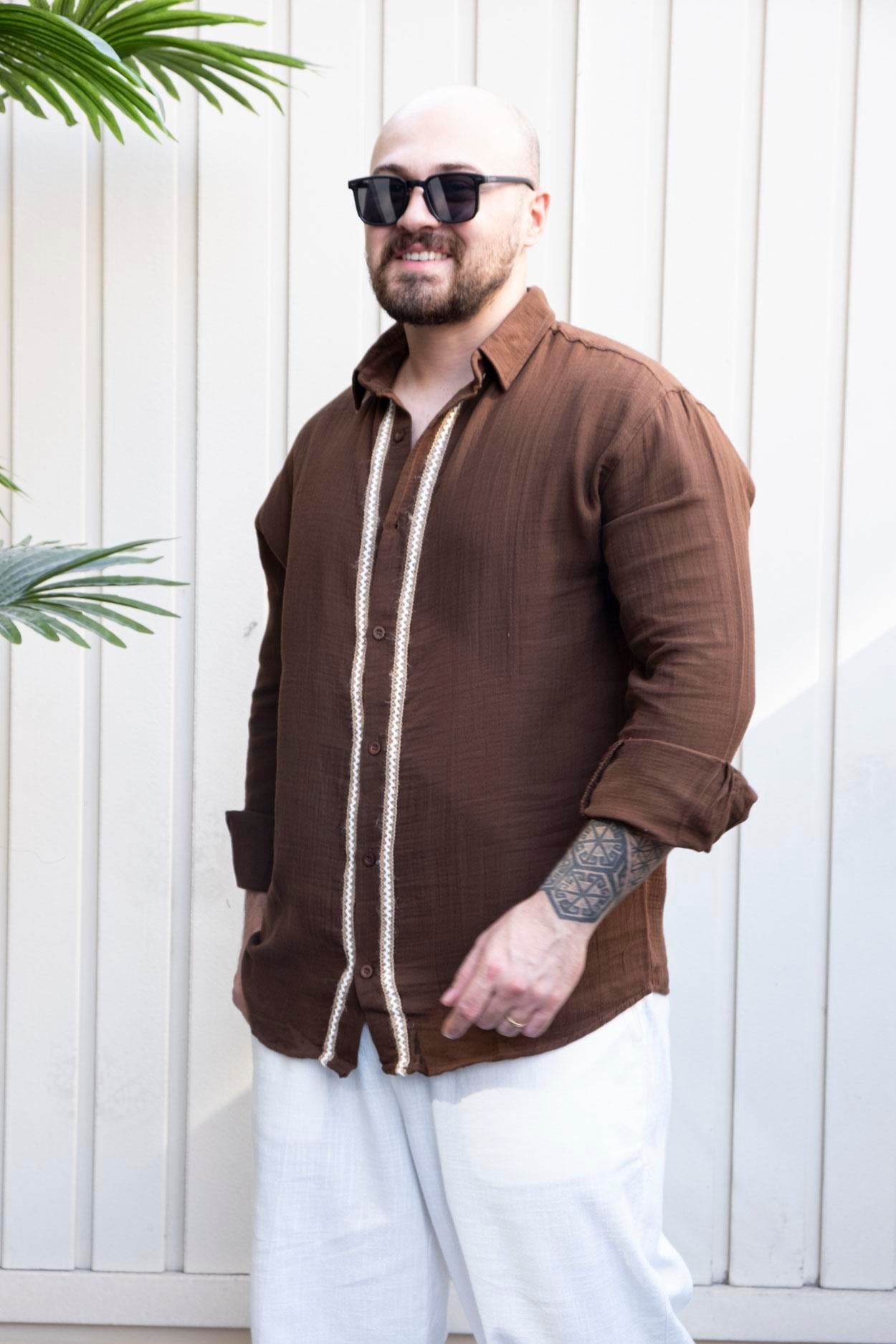 Luxe Linen Fabric Shirt with Subtle Woven Detailing