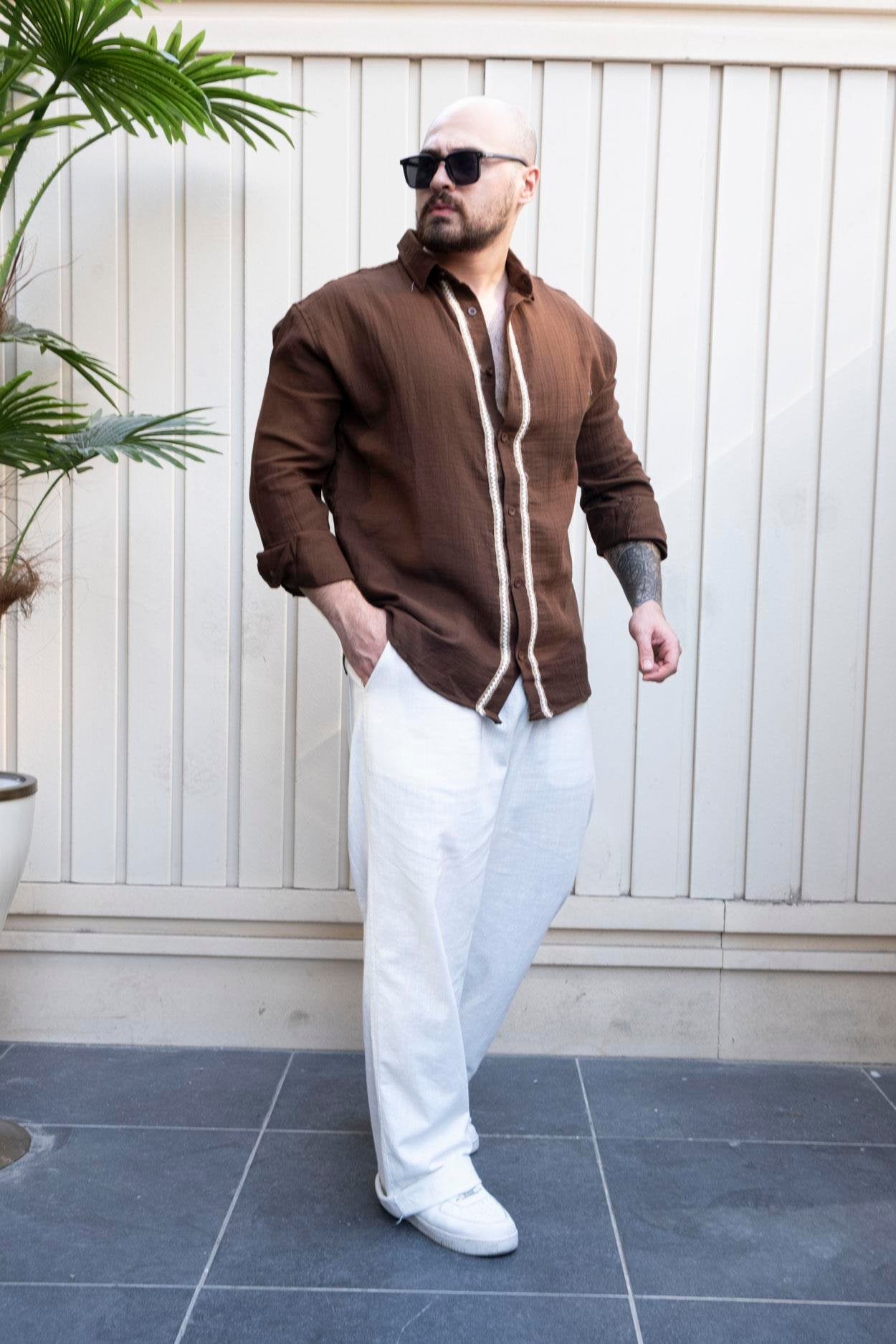 Luxe Linen Fabric Shirt with Subtle Woven Detailing