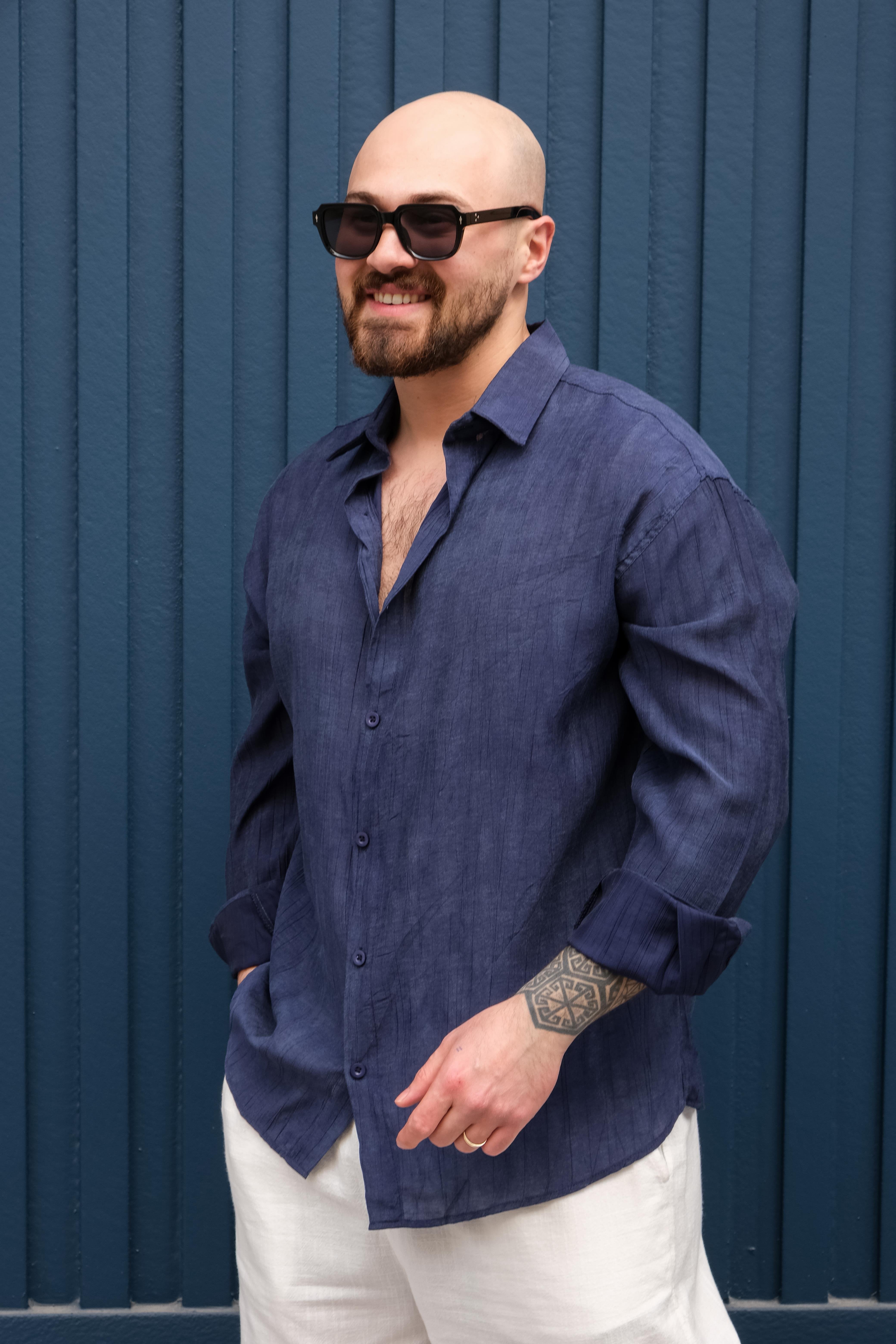 Effortless Style Wrinkle-Free Fabric Comfort Shirt Blue
