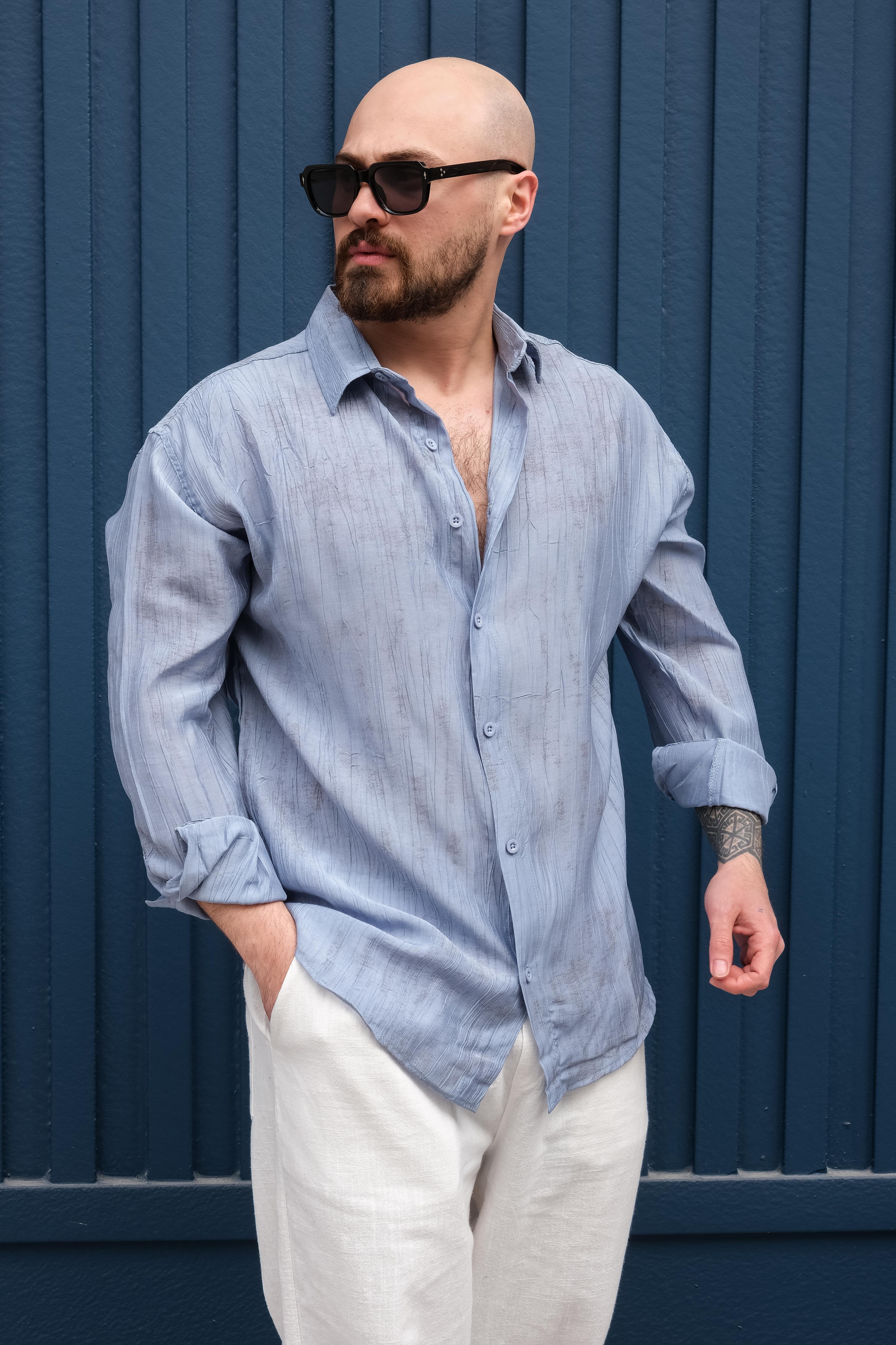 Effortless Style Wrinkle-Free Fabric Comfort Shirt Lightblue