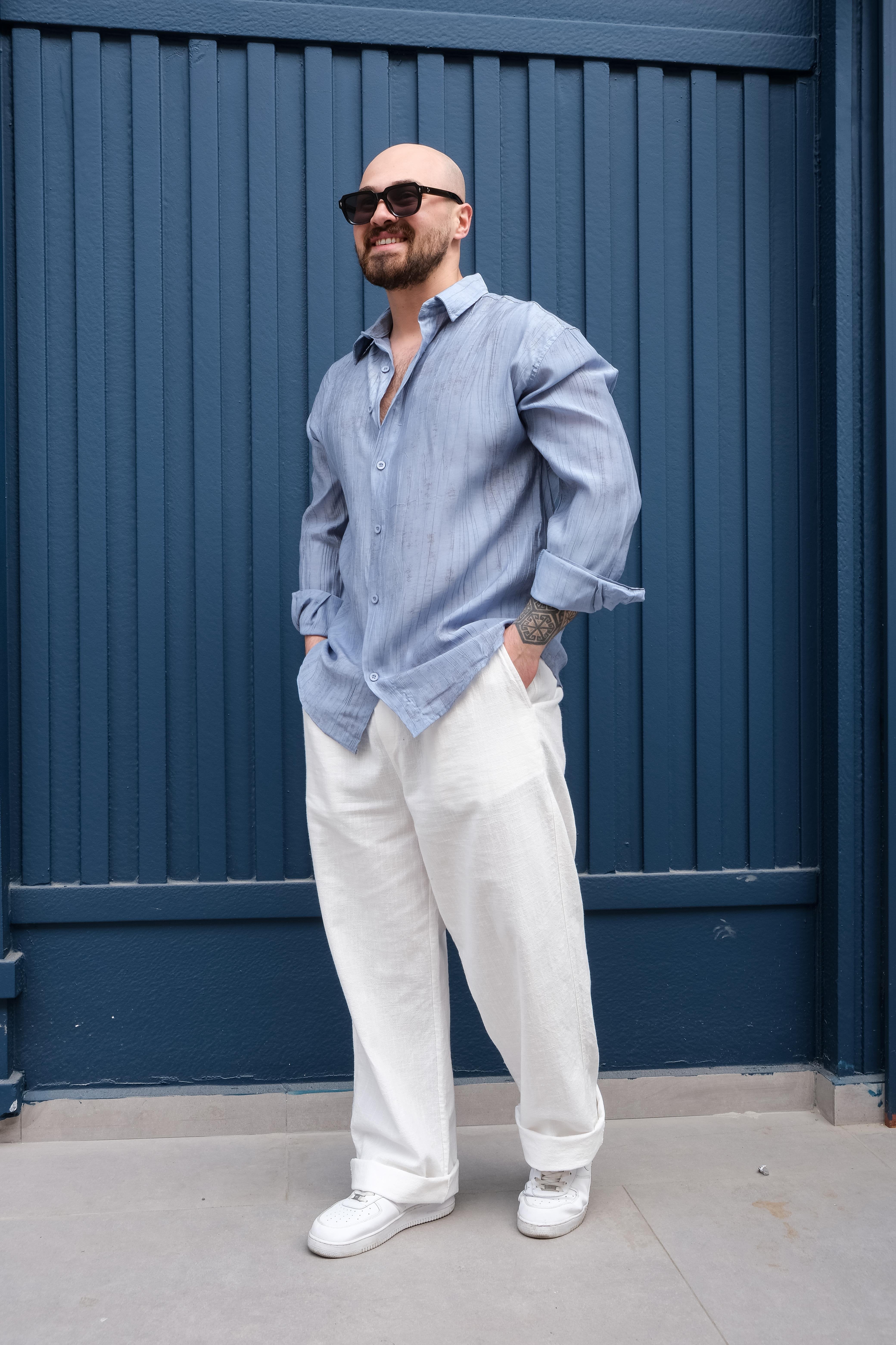 Effortless Style Wrinkle-Free Fabric Comfort Shirt Lightblue