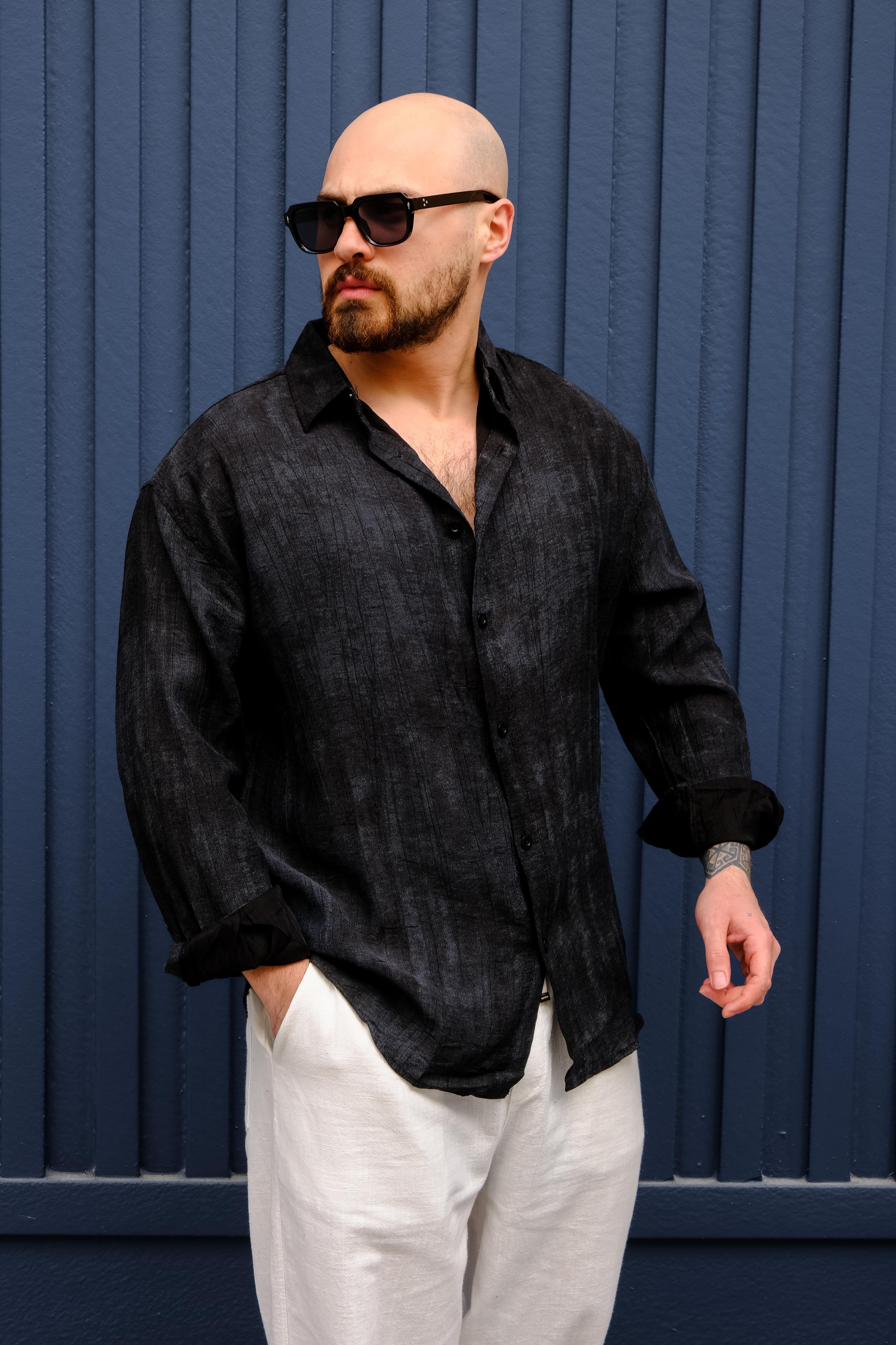 Effortless Style Wrinkle-Free Fabric Comfort Shirt Black