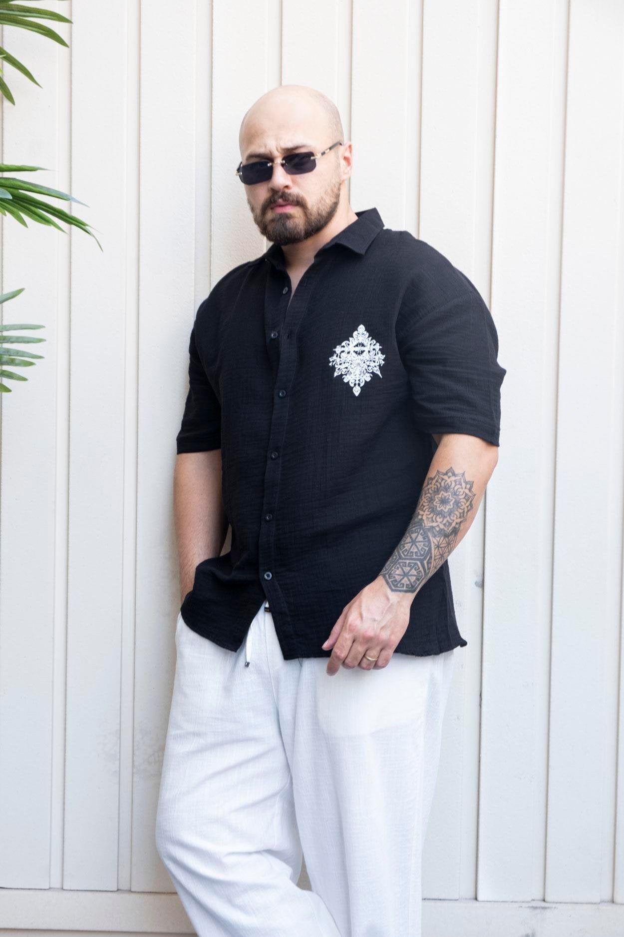 Modernist Short-Sleeved Fabric Relaxed Fit Shirt