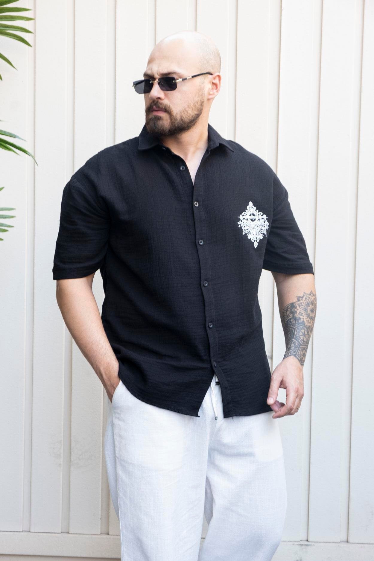 Modernist Short-Sleeved Fabric Relaxed Fit Shirt