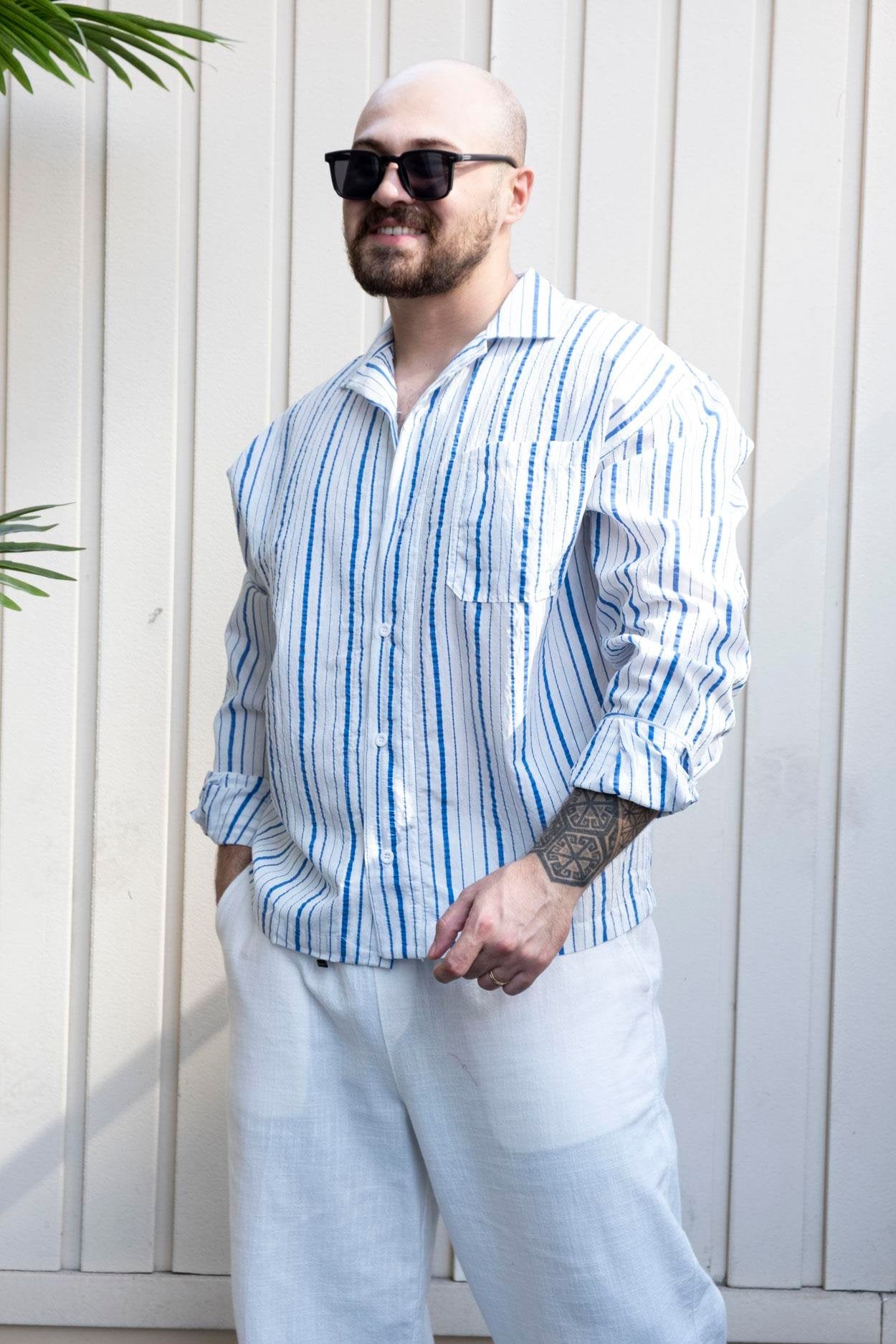 Soft Modal Fabric Striped Shirt – Relaxed Fit