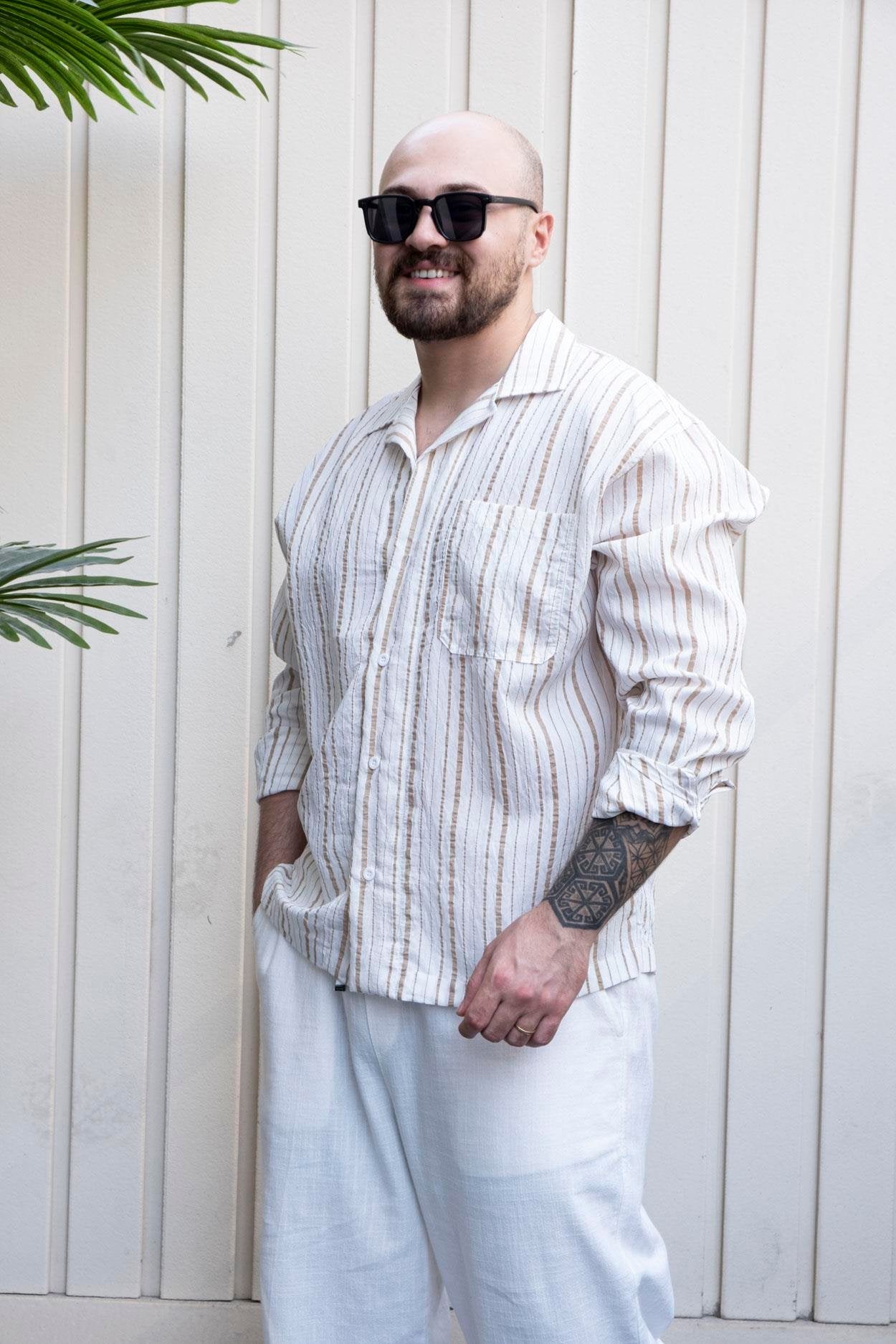 Modal Fabric Striped Casual Shirt