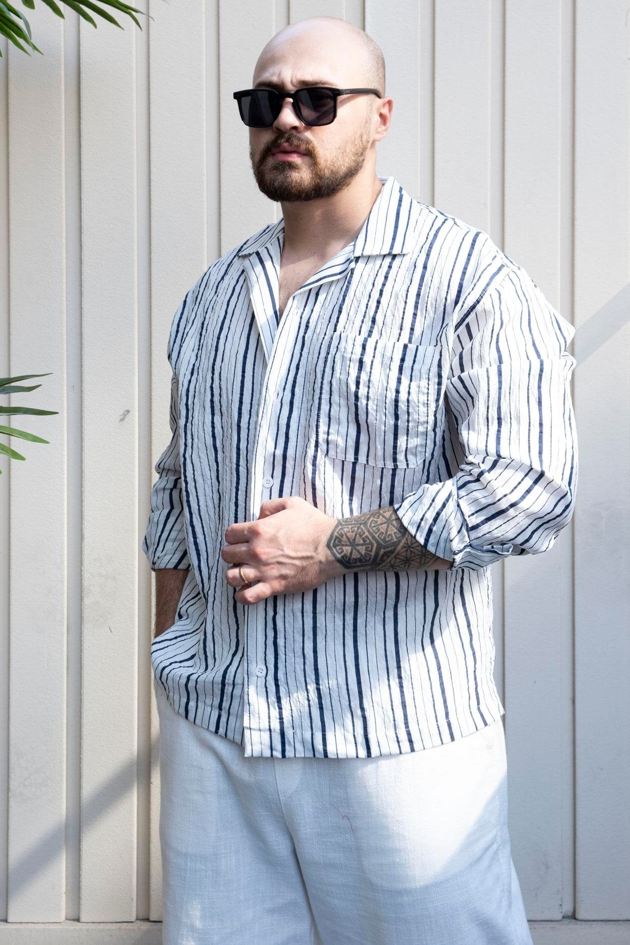 Lightweight Modal Striped Relaxed Shirt