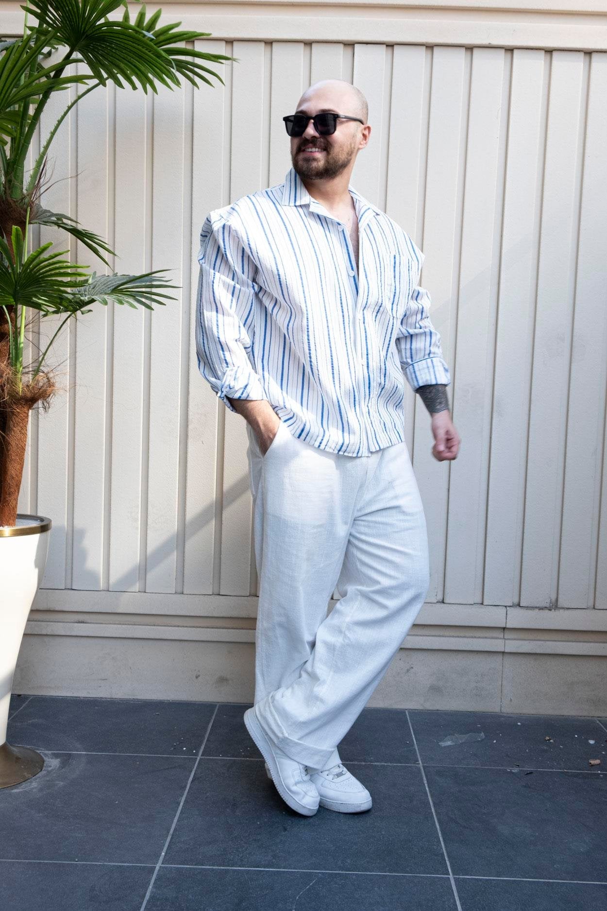 Soft Modal Fabric Striped Shirt – Relaxed Fit