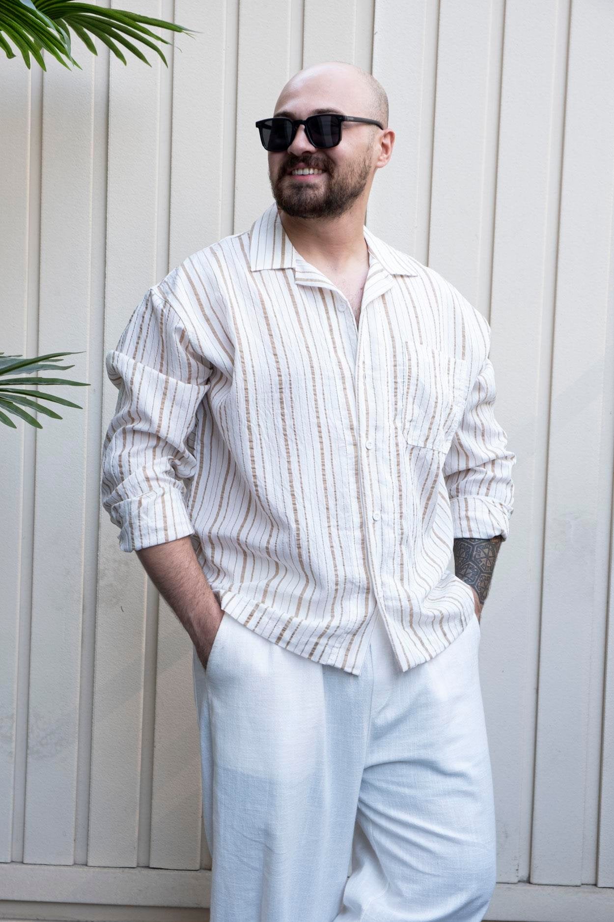 Modal Fabric Striped Casual Shirt