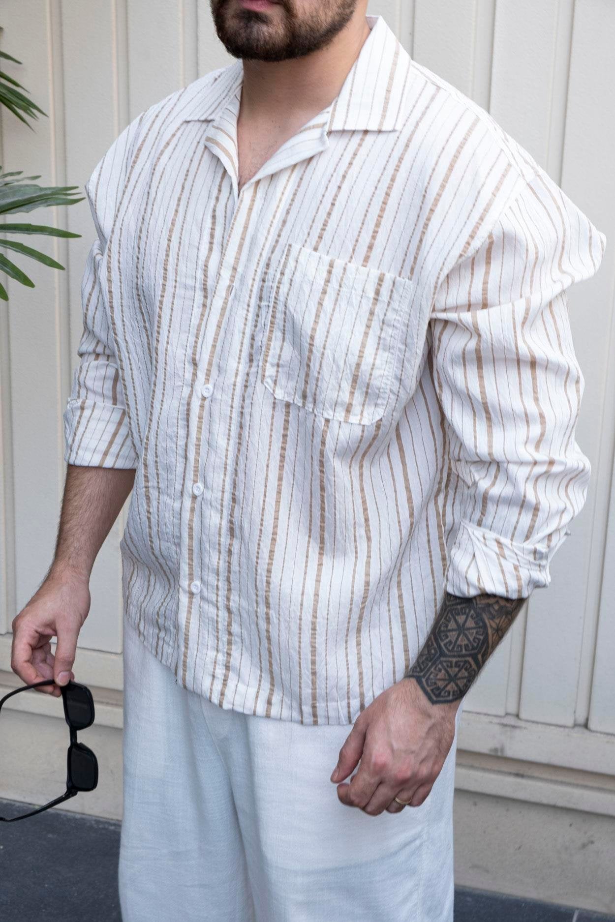 Modal Fabric Striped Casual Shirt