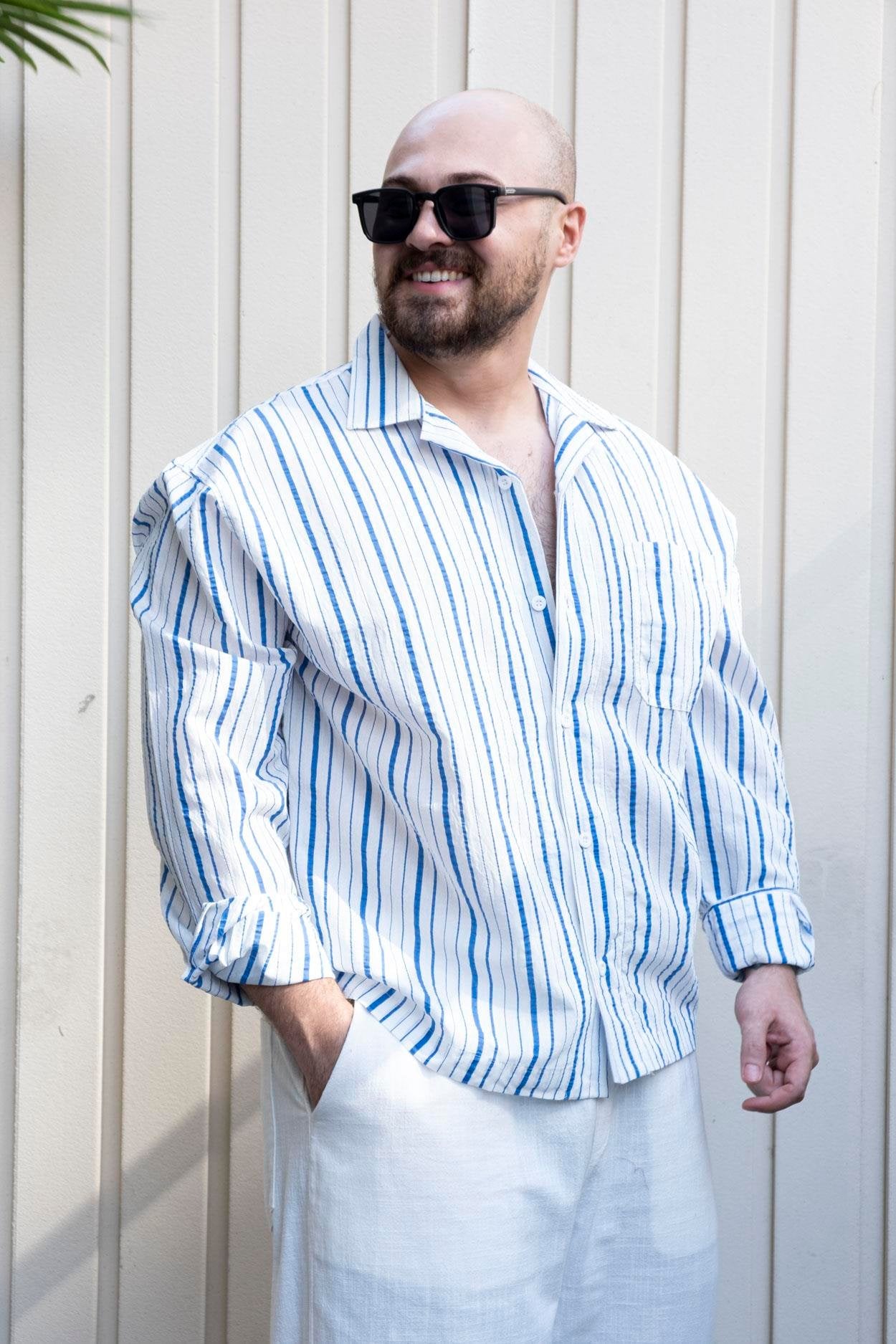 Soft Modal Fabric Striped Shirt – Relaxed Fit