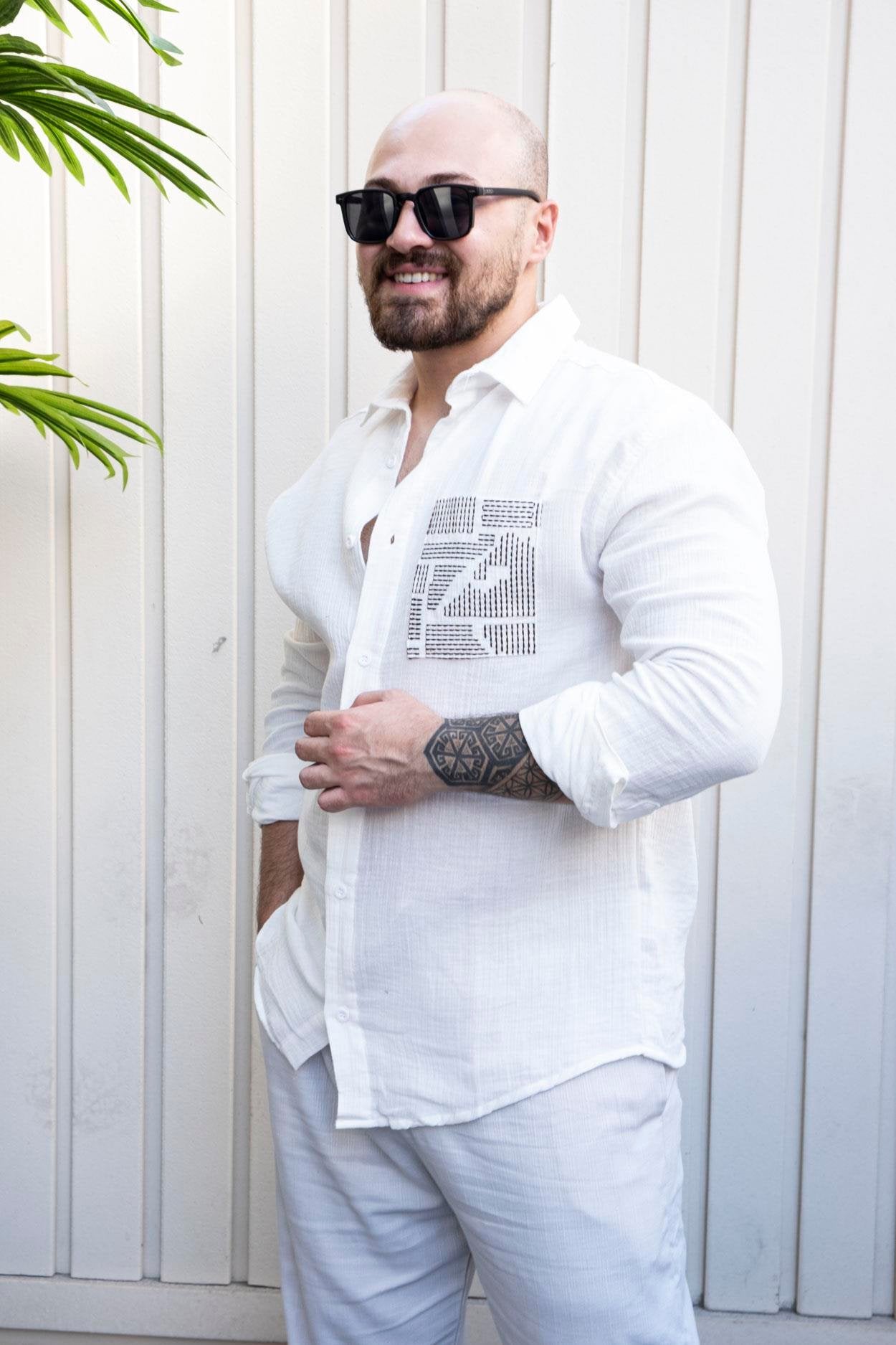 Executive Musli Fabric Shirt with Subtle Embroidery